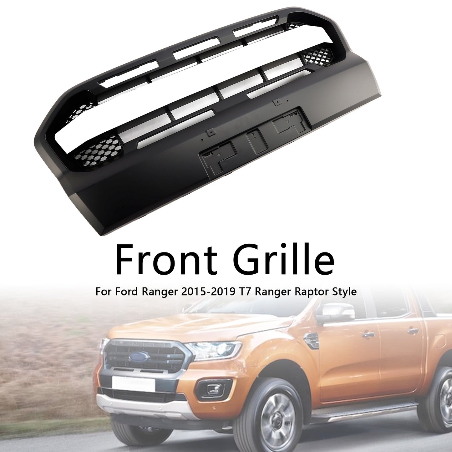 2019-2023 Ford Ranger T8 Matt Black Ranger Raptor Style Front Bumper Grille
