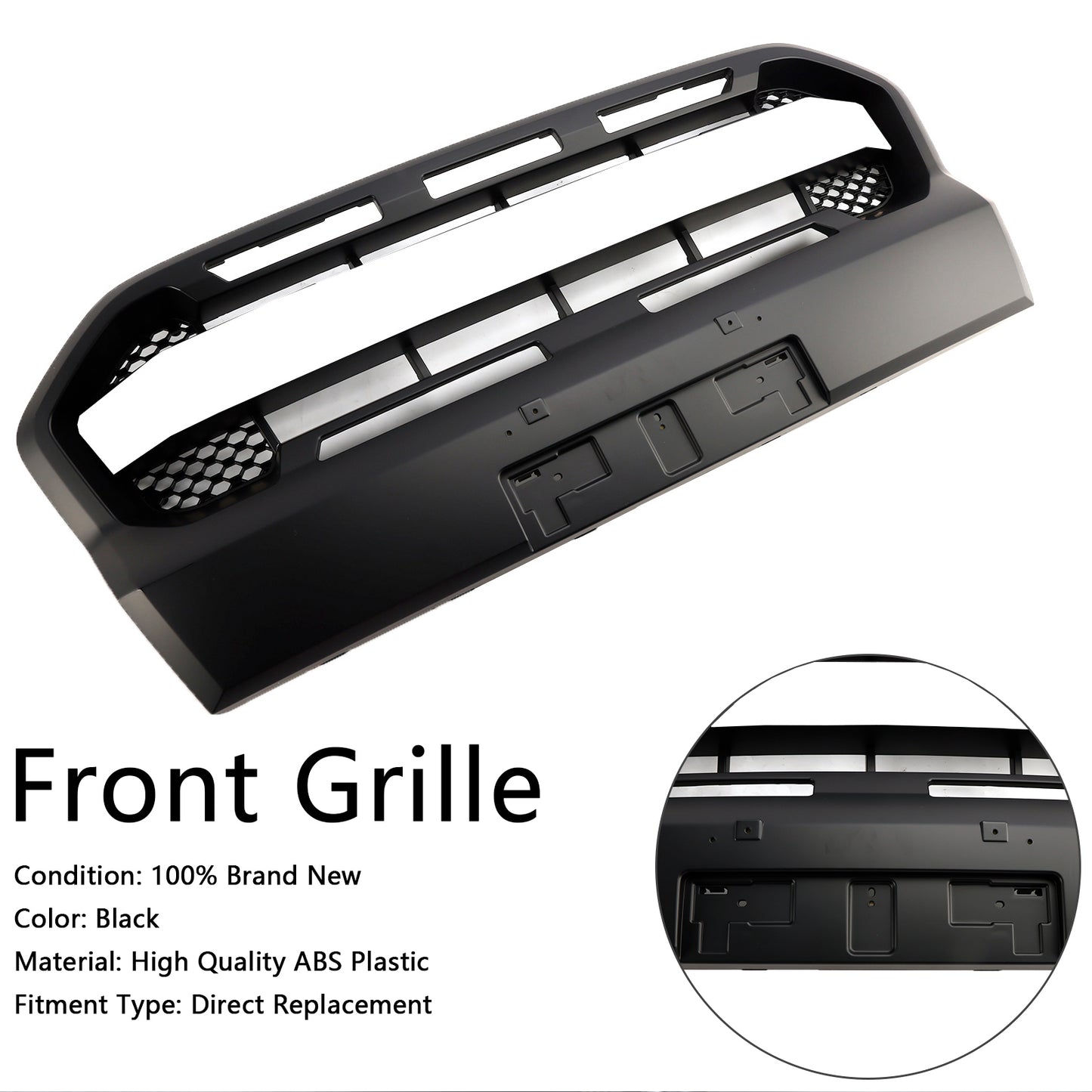 Ford Ranger 2019-2023 T8 Matt Black Ranger Raptor Style Front Bumper Grille