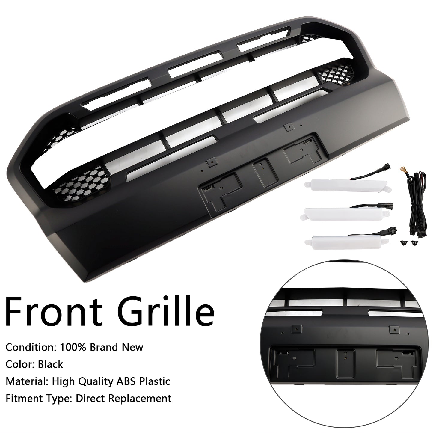 2019-2023 Ford Ranger T8 W/LED Raptor Style Front Bumper Grille Grill