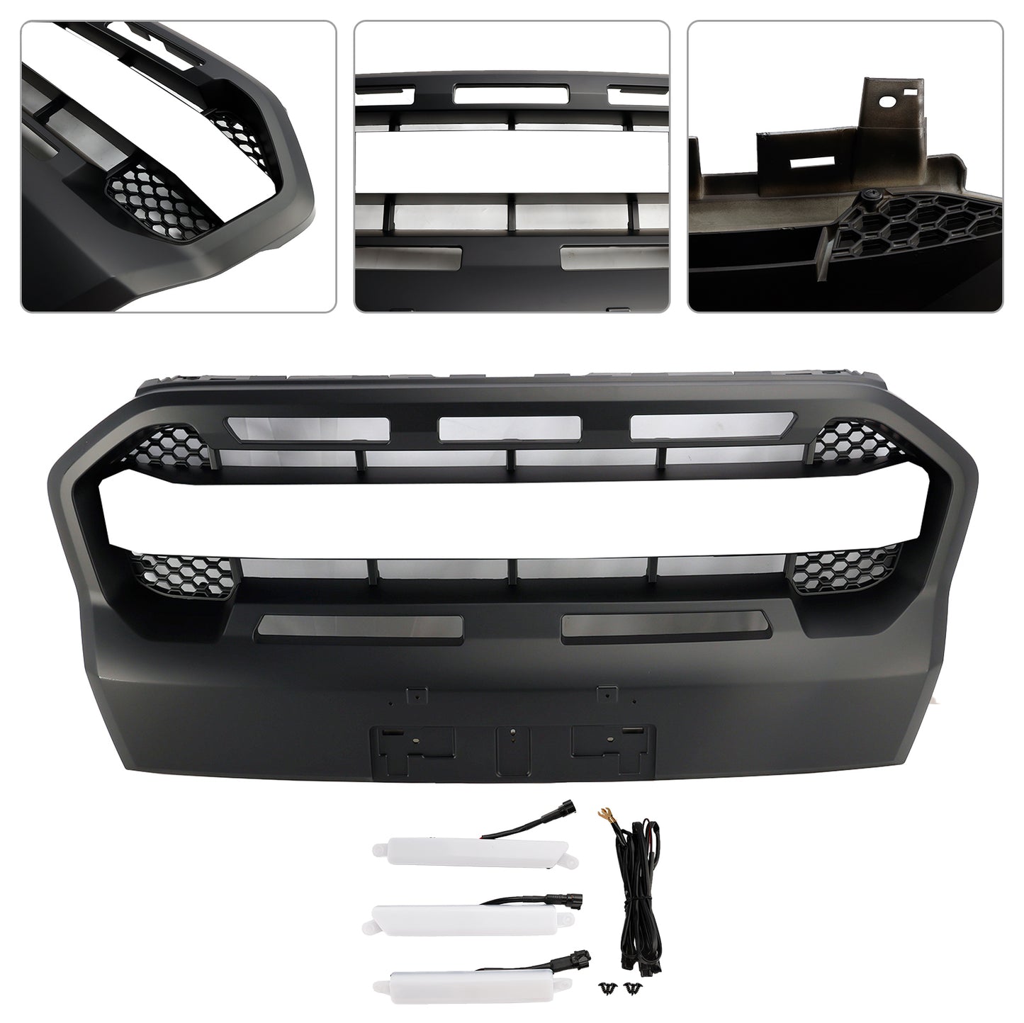 2019-2023 Ford Ranger T8 W/LED Raptor Style Front Bumper Grille Grill