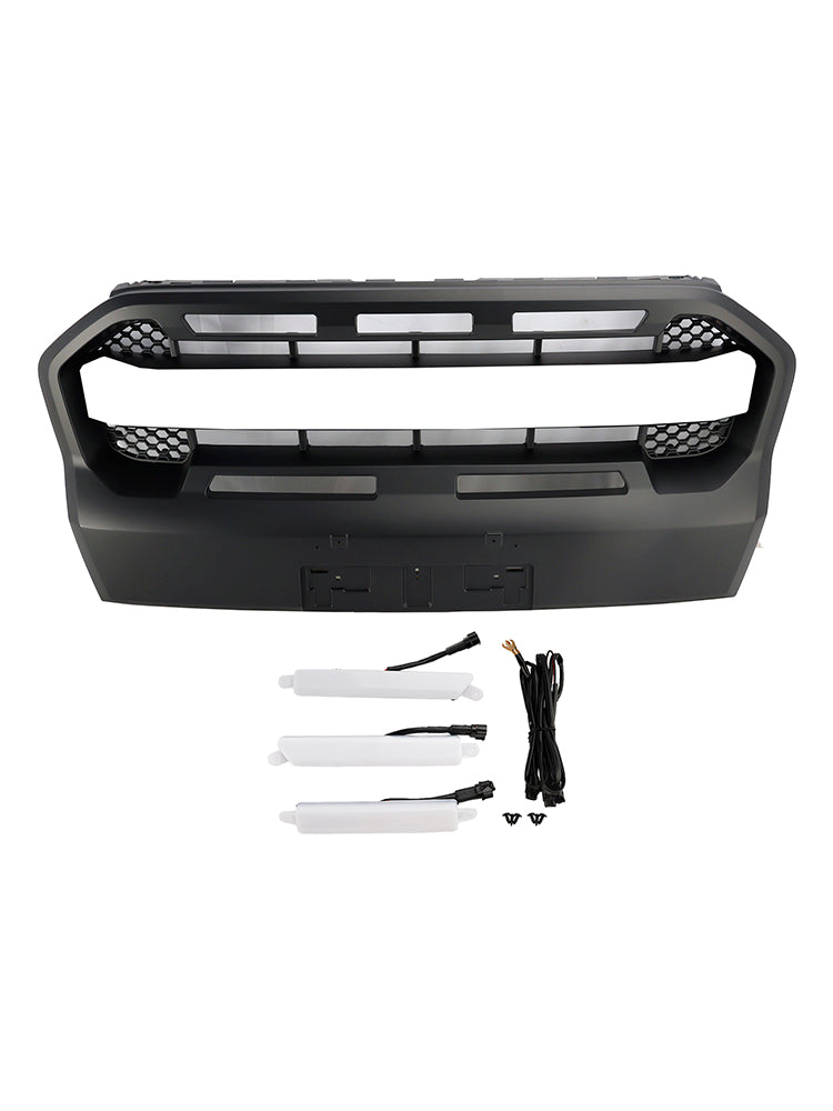 2019-2023 Ford Ranger T8 W/LED Raptor Style Front Bumper Grille Grill