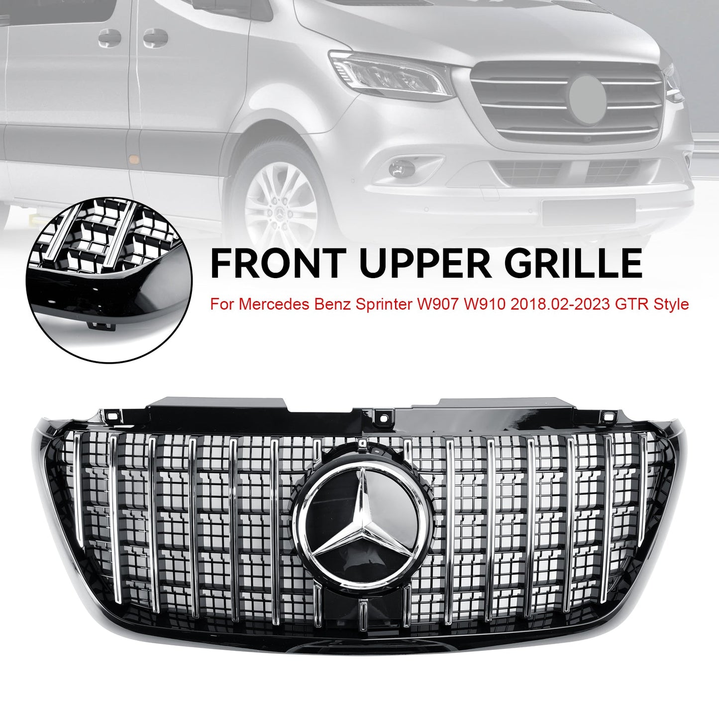 2018-2023 Mercedes Sprinter W907 W910 GT Style Front Bumper Grille Grill