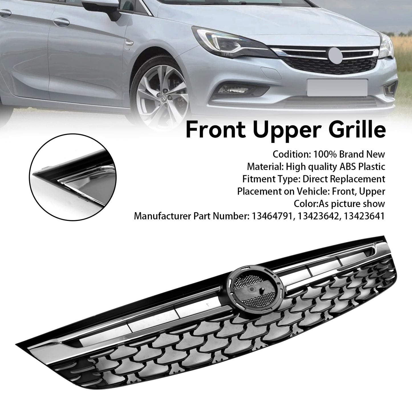 2015-2019 OPEL For VAUXHALL ASTRA K Facelift Front Bumper Grill Grille Black Chrome