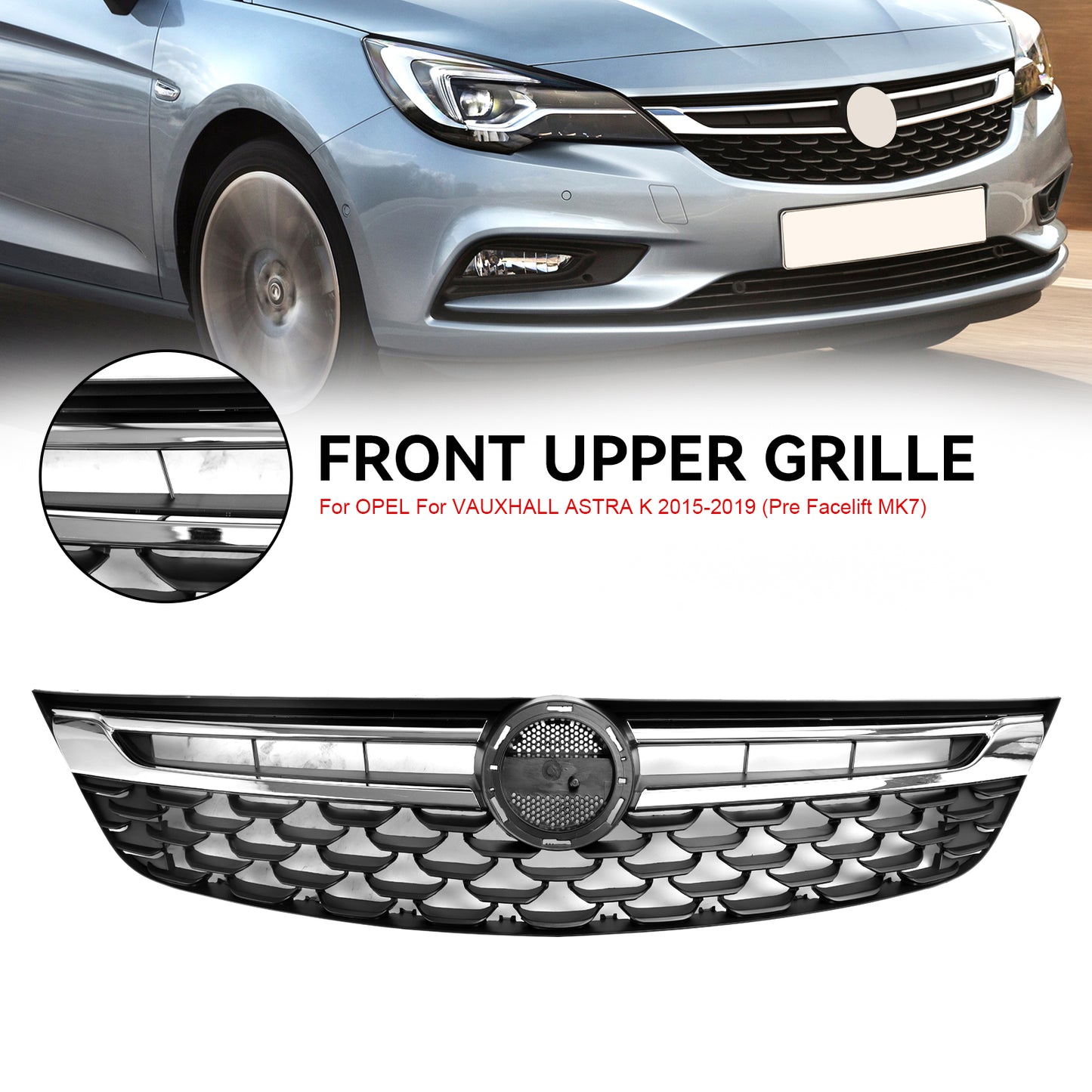 2015-2019 OPEL For VAUXHALL ASTRA K Facelift Front Bumper Grill Grille Black Chrome