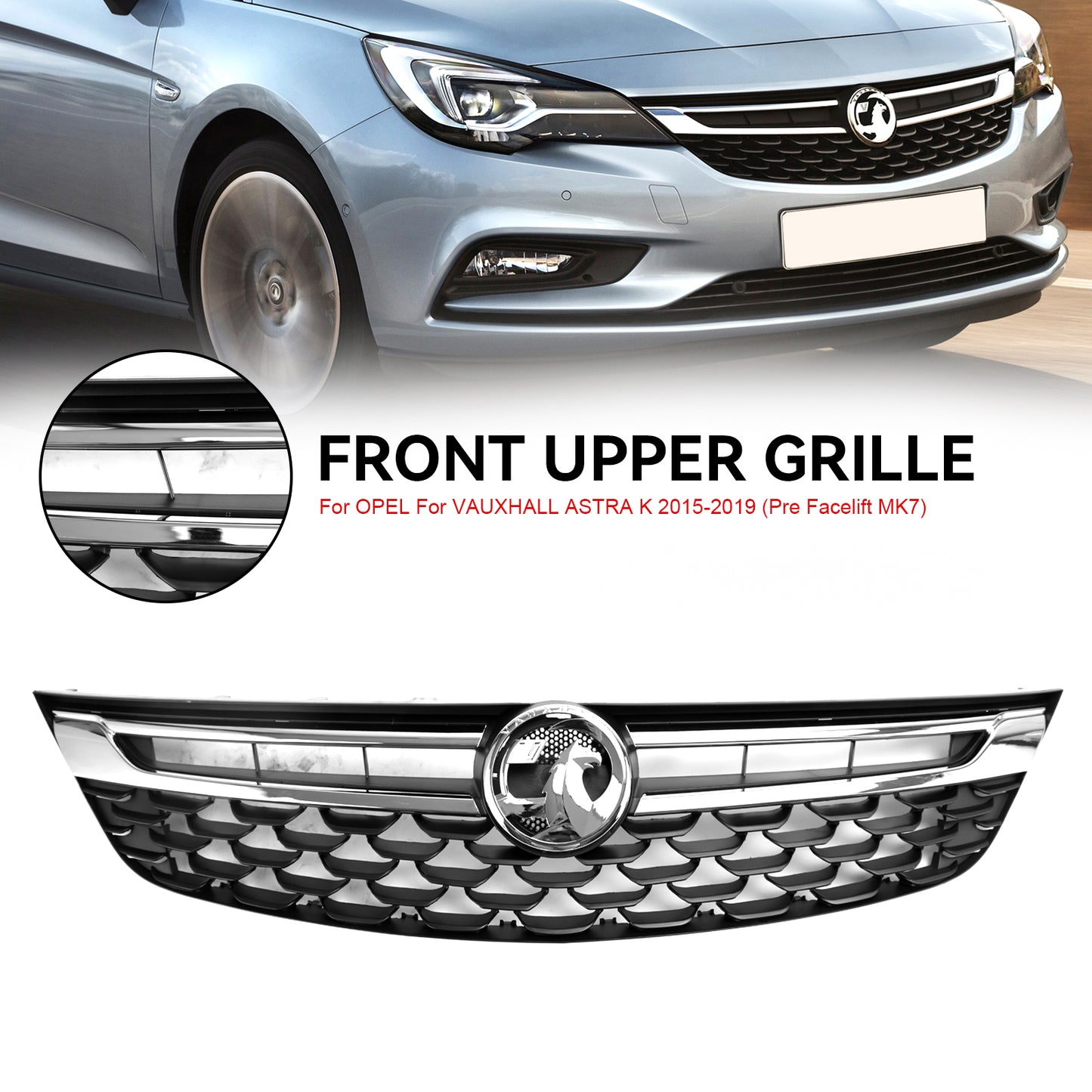 2015-2019 OPEL For VAUXHALL ASTRA K Facelift Front Bumper Grill Grille Black Chrome