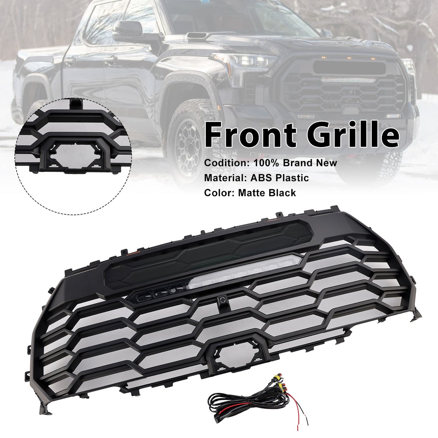 2022-2025 Fit Toyota Tundra TRD PRO Matte Black Front Bumper Grille Grill 53101-0C220