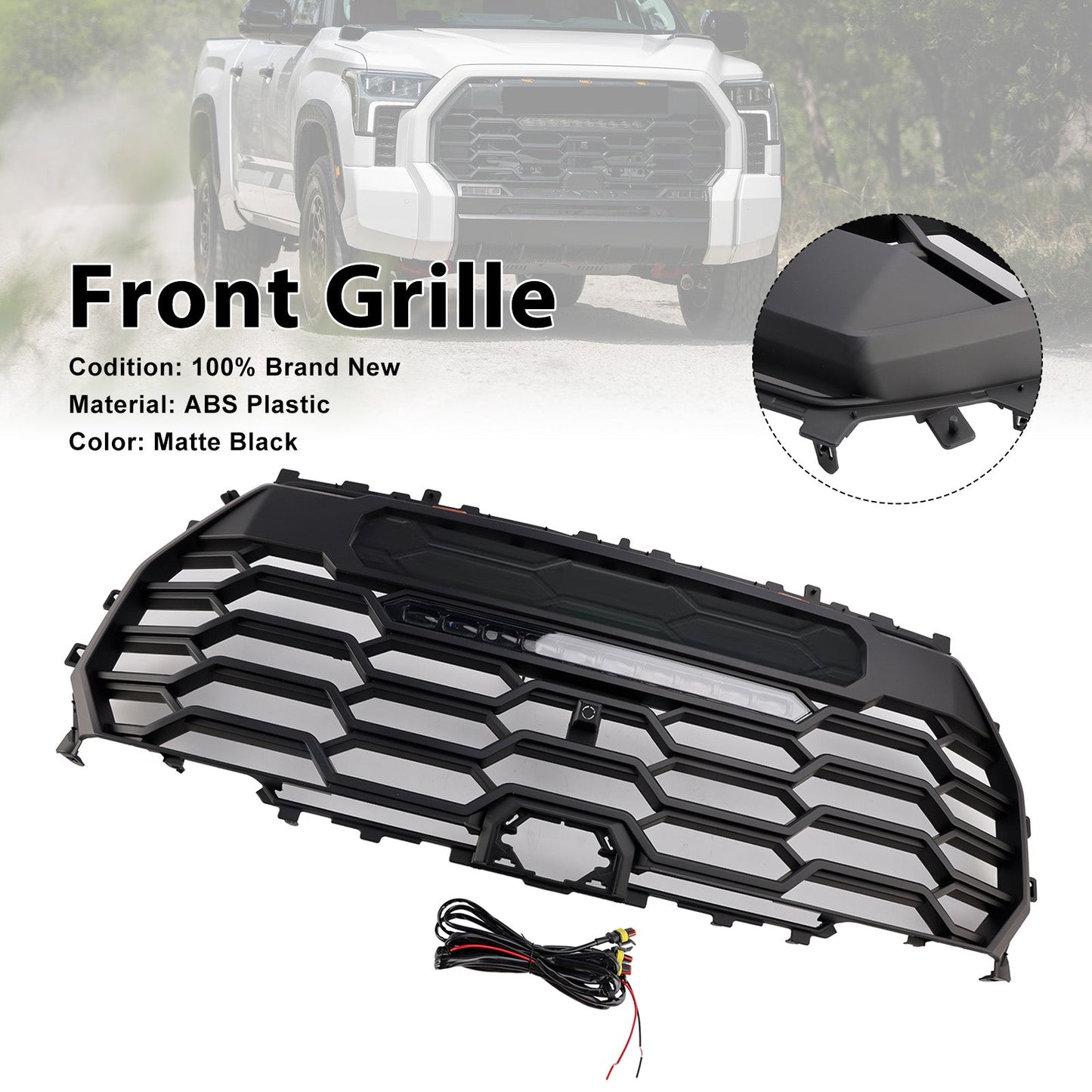 2022-2025 Fit Toyota Tundra TRD PRO Matte Black Front Bumper Grille Grill 53101-0C220
