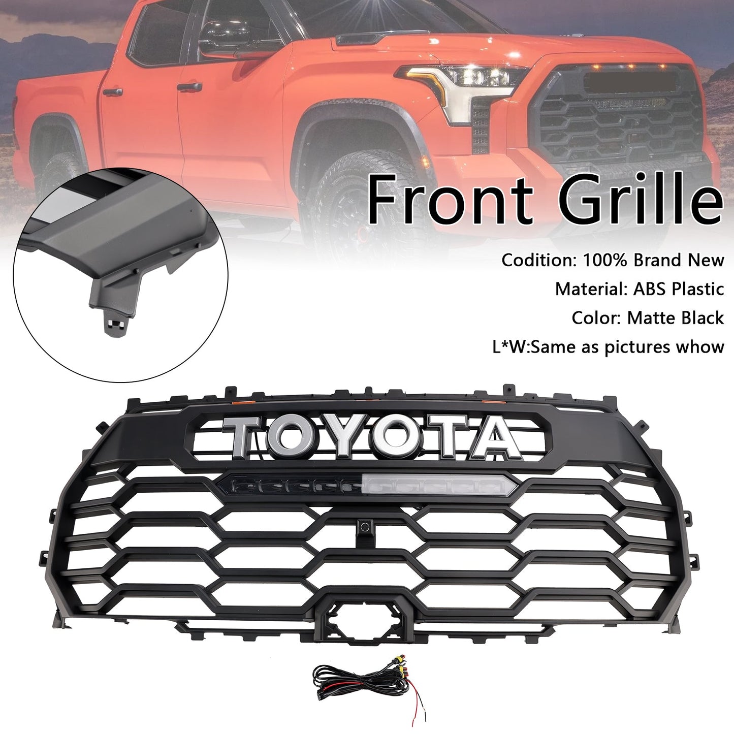 2022-2025 Toyota Tundra TRD PRO Matte Black Front Grill Grille With Camera Hole 53101-0C220 53101-0C220