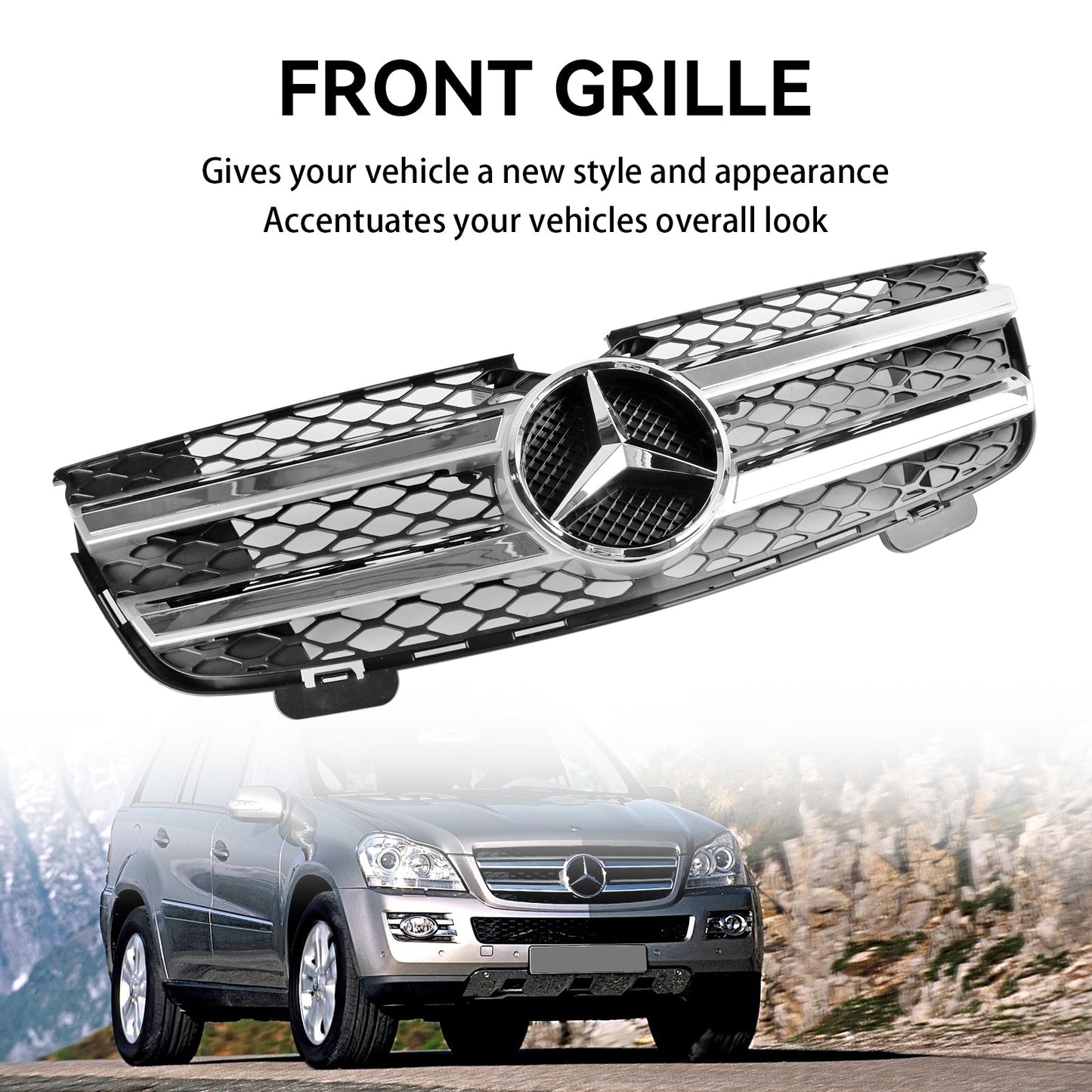 Front Bumper Grille Grill Fit Mercedes Benz GL-Class X164 2007-2009 Chrome