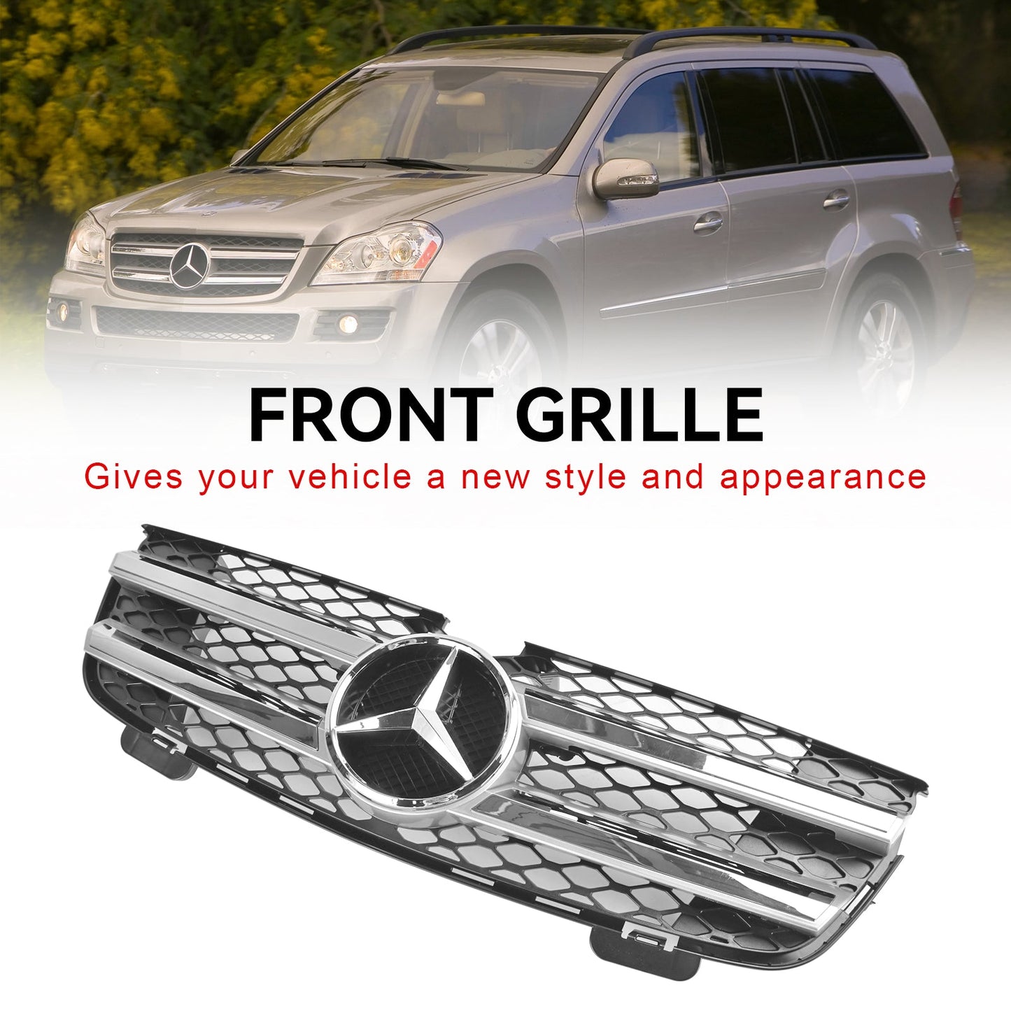 Front Bumper Grille Grill Fit Mercedes Benz GL-Class X164 2007-2009 Chrome