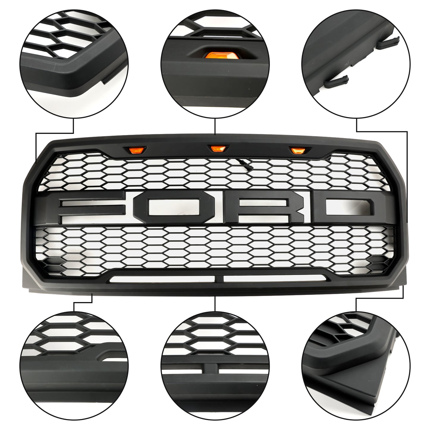 Replacement Front Bumper Grill Grille W/ LED Fit Ford F150 2015-2017 Raptor