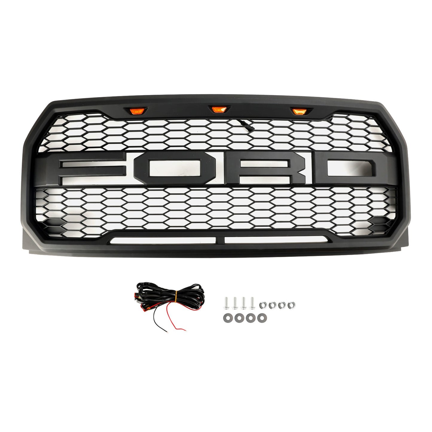 2015 2016 2017 Ford F150 Raptor Style W/ LED Replacement Front Bumper Grill Grille
