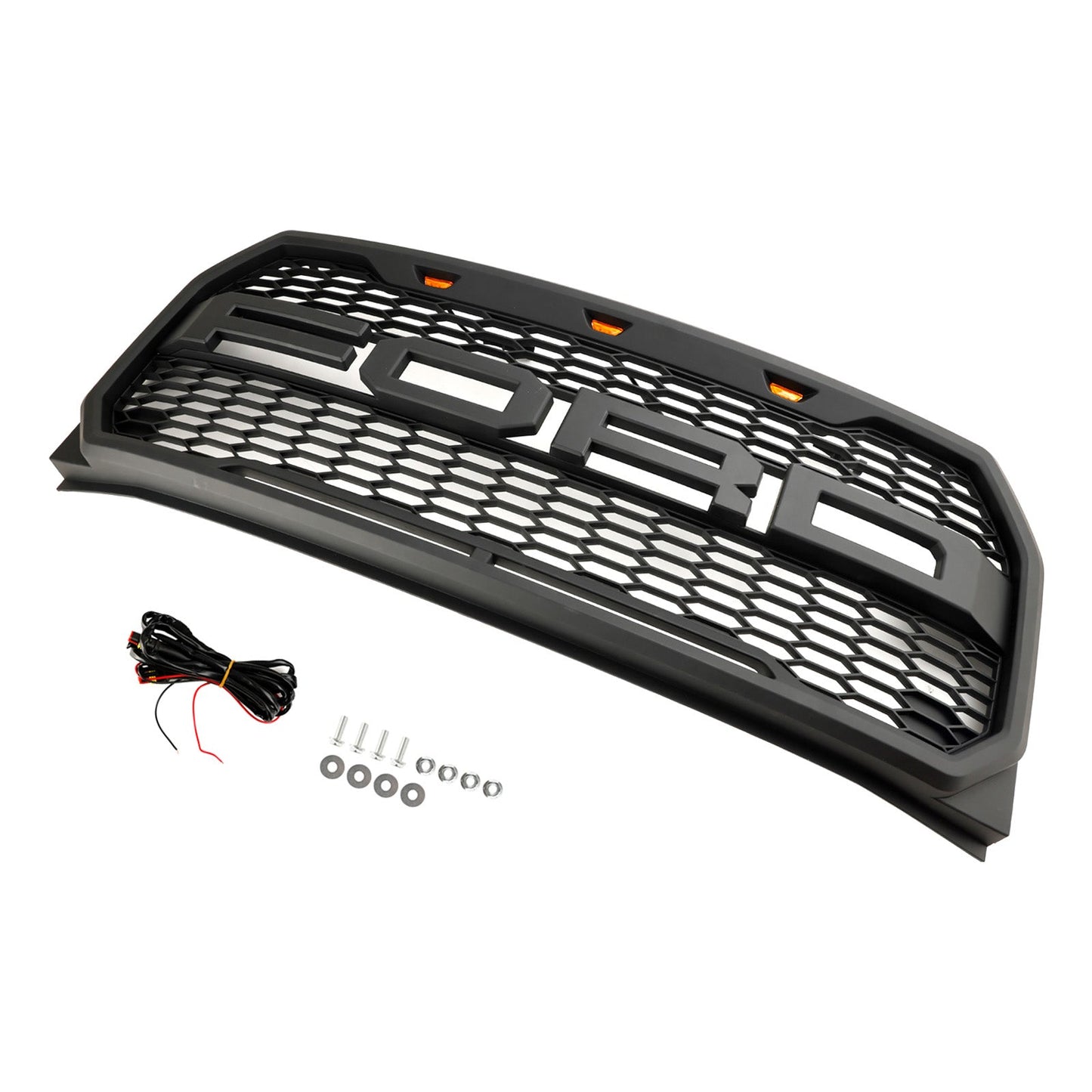 2015 2016 2017 Ford F150 Raptor Style W/ LED Replacement Front Bumper Grill Grille