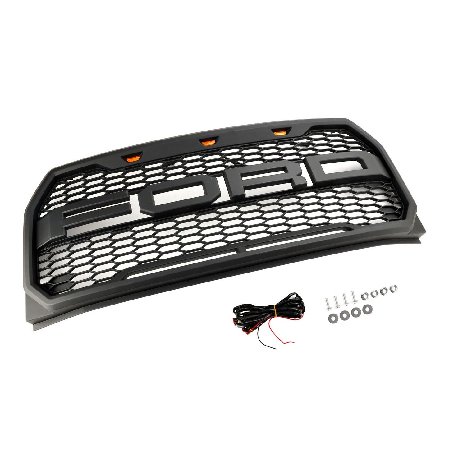 2015 2016 2017 Ford F150 Raptor Style W/ LED Replacement Front Bumper Grill Grille