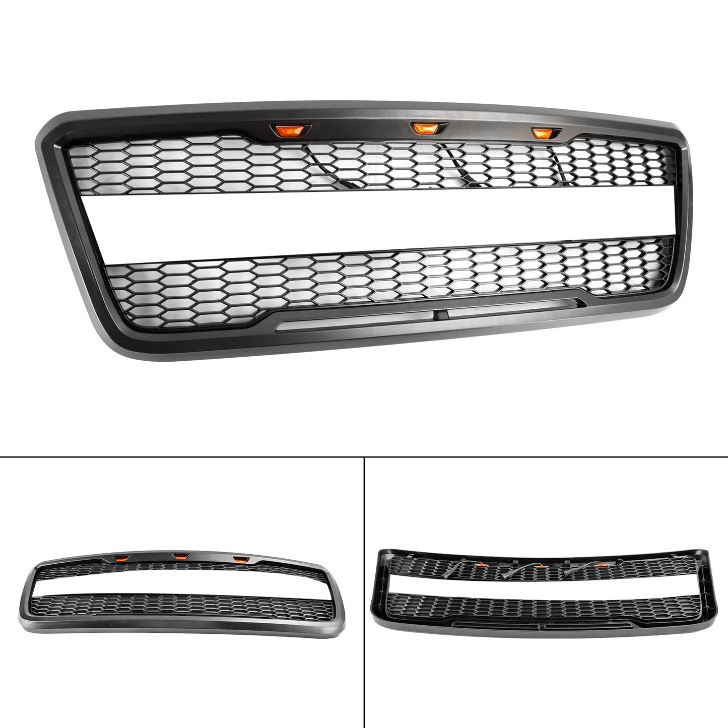 Raptor Style Front Mesh Hood Grille Grill Fit Ford F150 2004-2008 With LED