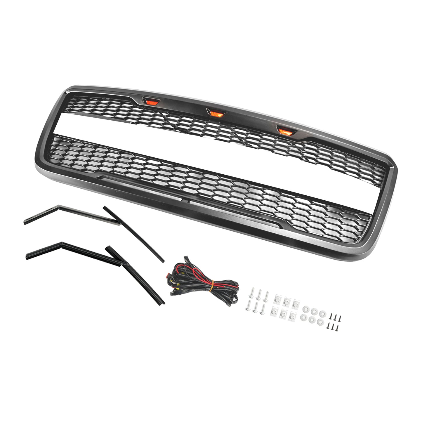 Raptor Style Front Mesh Hood Grille Grill Fit Ford F150 2004-2008 With LED