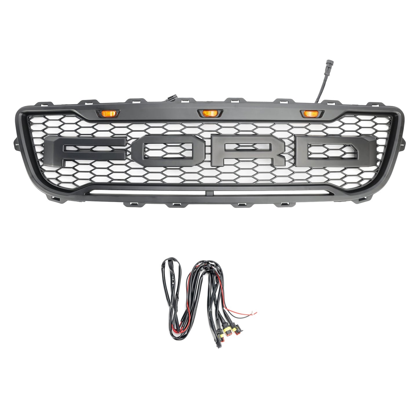 1999-2003 Ford F150 W/ Led Raptor style Matte Black Front Honeycomb Bumper Grille Grill