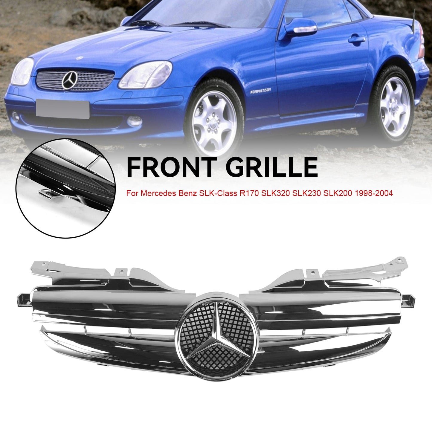 1998-2004 SLK-Class R170 SLK320 SLK230 SLK200 Mercedes Benz Front Bumper Grill Grille