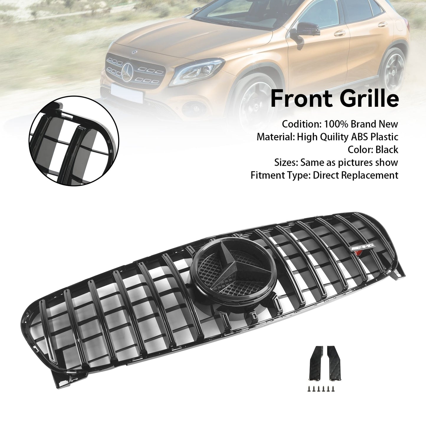 2017-2019 Mercedes Benz GLA W156 X156 Front Grill Grille Facelift Black