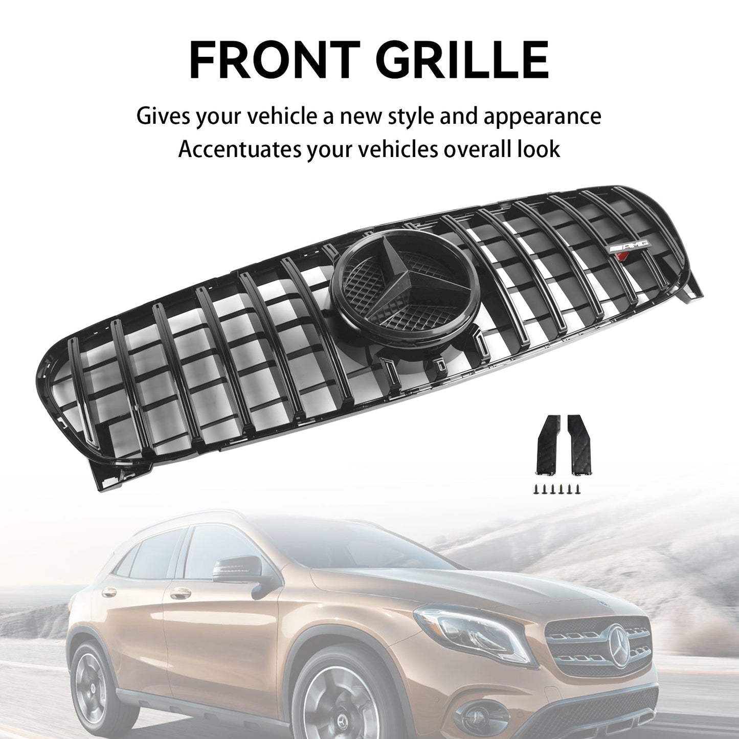 2017-2019 Mercedes Benz GLA W156 X156 Front Grill Grille Facelift Black