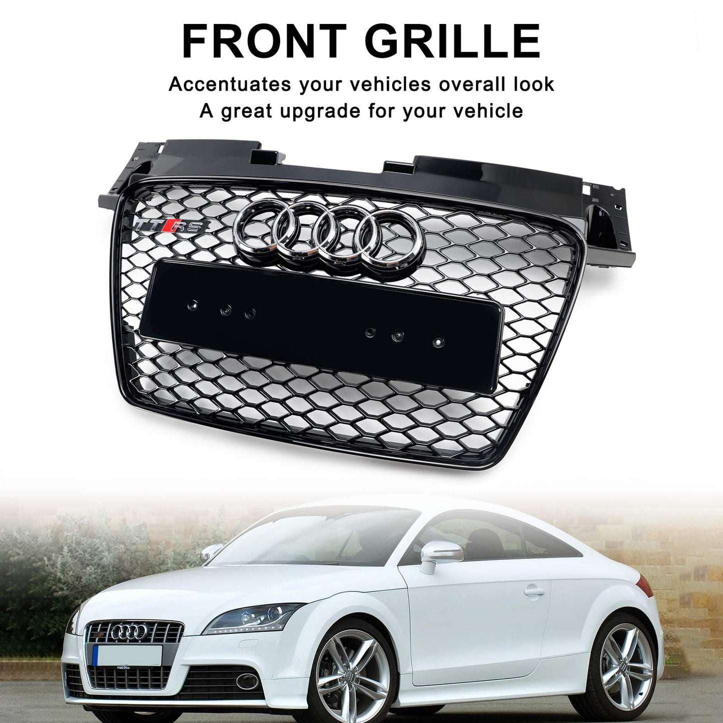 2006-2014 Audi TT TTS RS Style Front Honeycomb Grille Grill Gloss Black