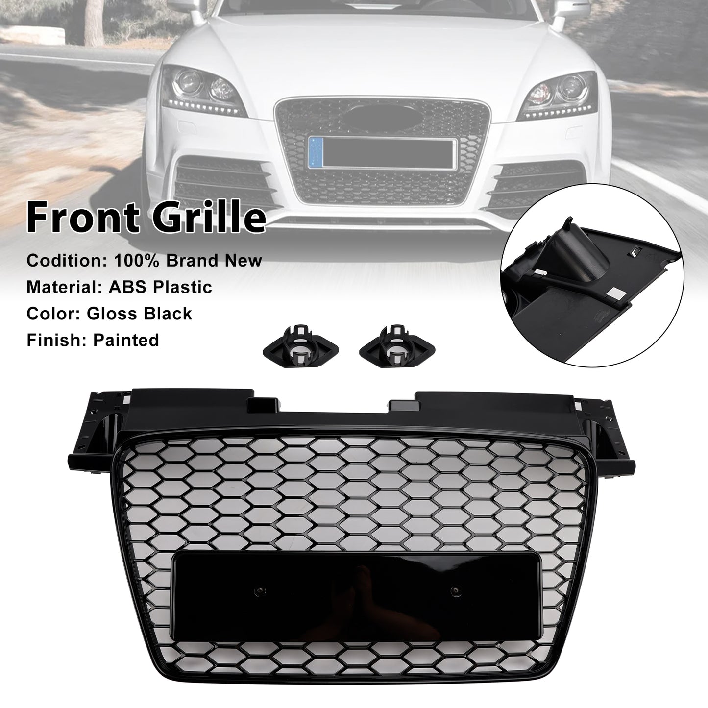 Audi TT TTS 2006-2014RS Style Front Honeycomb Grill Grille Gloss Black