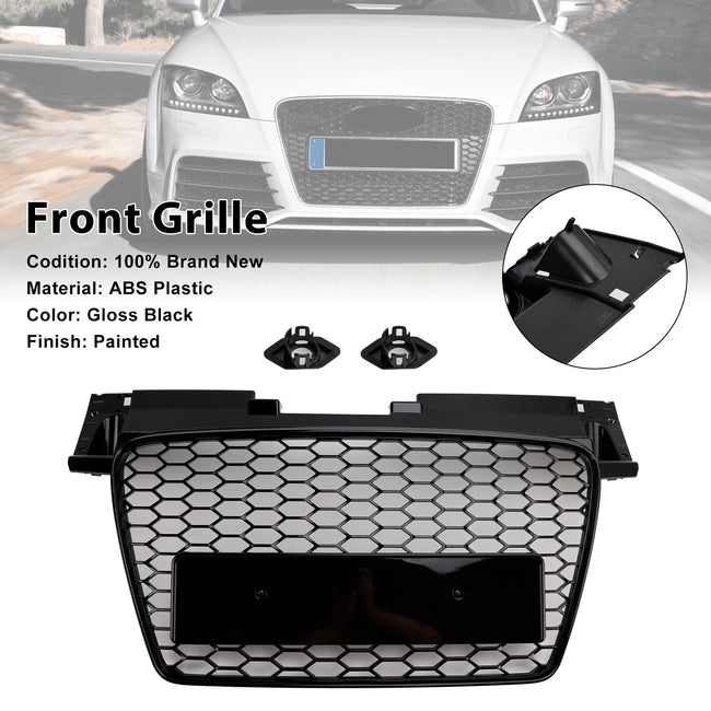 Audi TT TTS 2006 2007 2008 2009 RS Style Front Honeycomb Grill Grille Gloss Black 2010 2011 2012 2013 2014