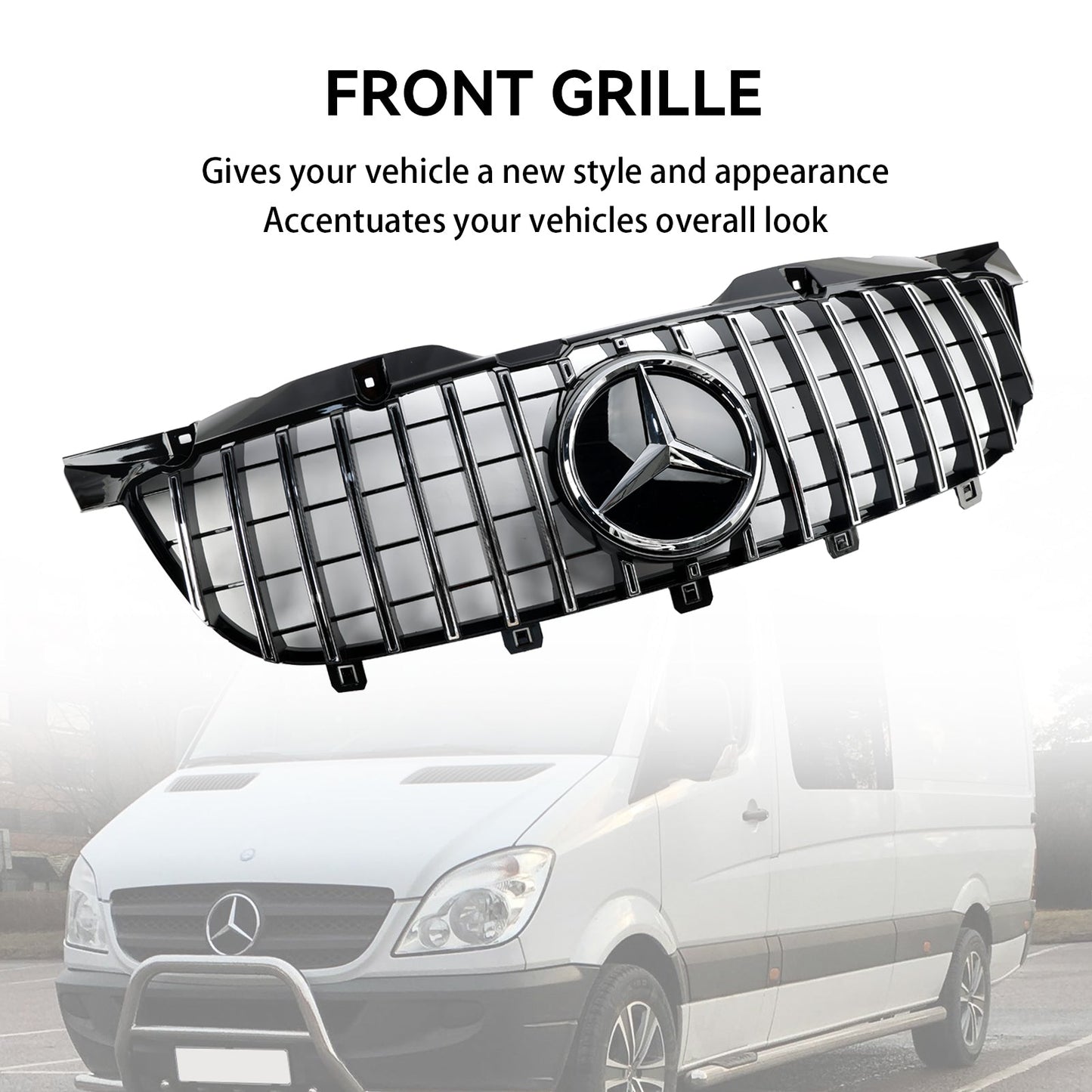 2006-2013 Mercedes Benz Sprinter W906 Front Bumper Grill Grille Chrome