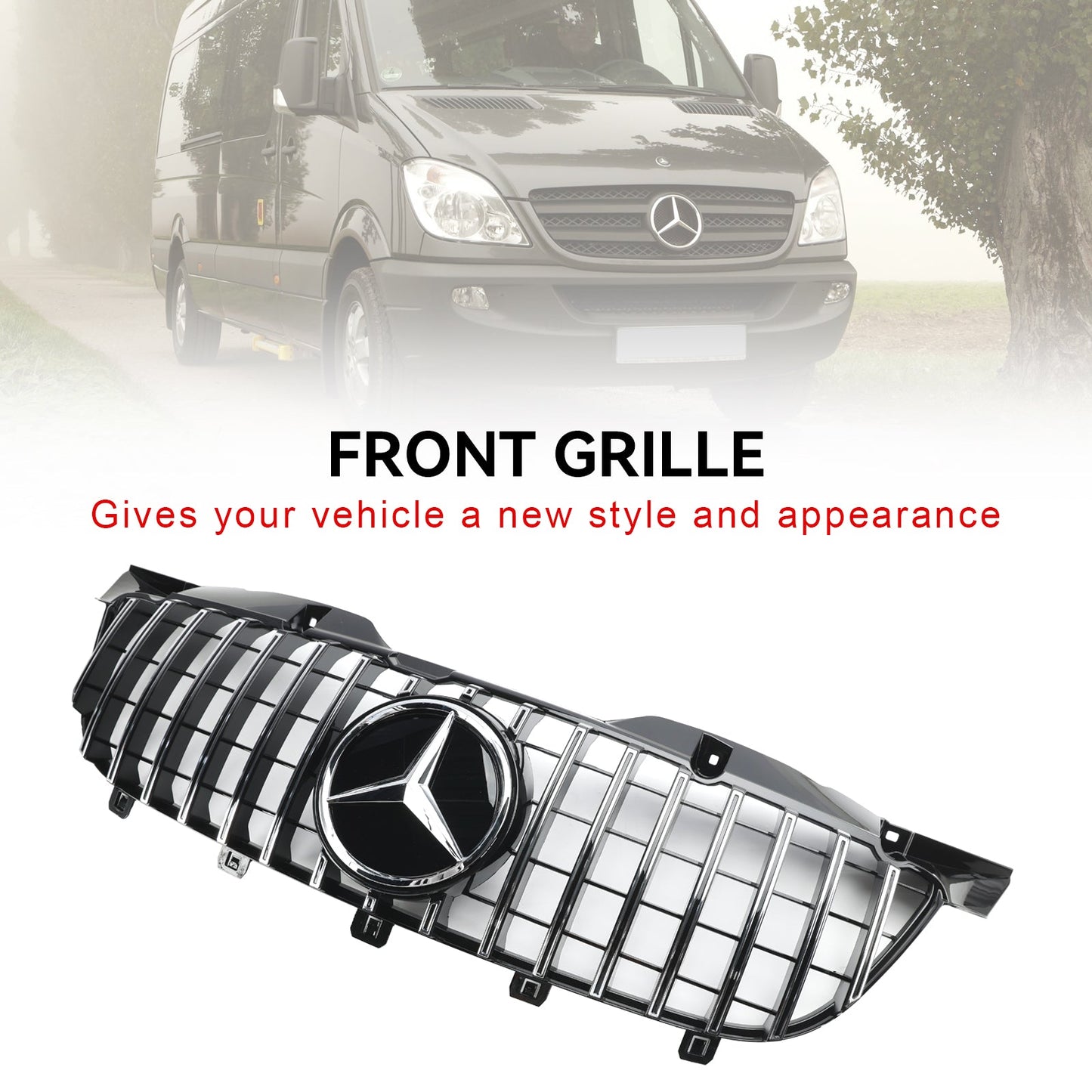 2006-2013 Mercedes Benz Sprinter W906 Front Bumper Grill Grille Chrome