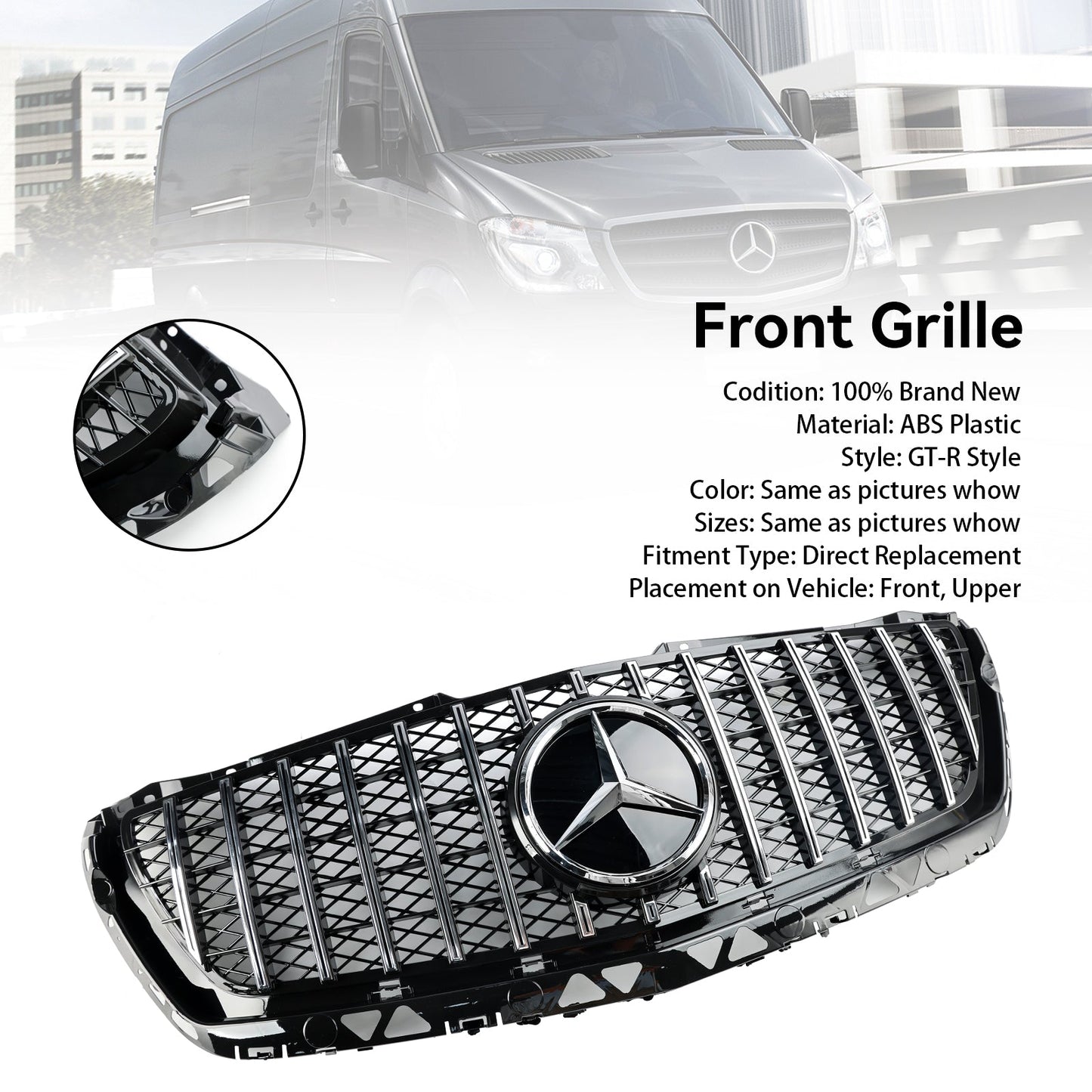 2014-2018 Mercedes Benz Sprinter W906 Front Bumper Grill Grille Chrome