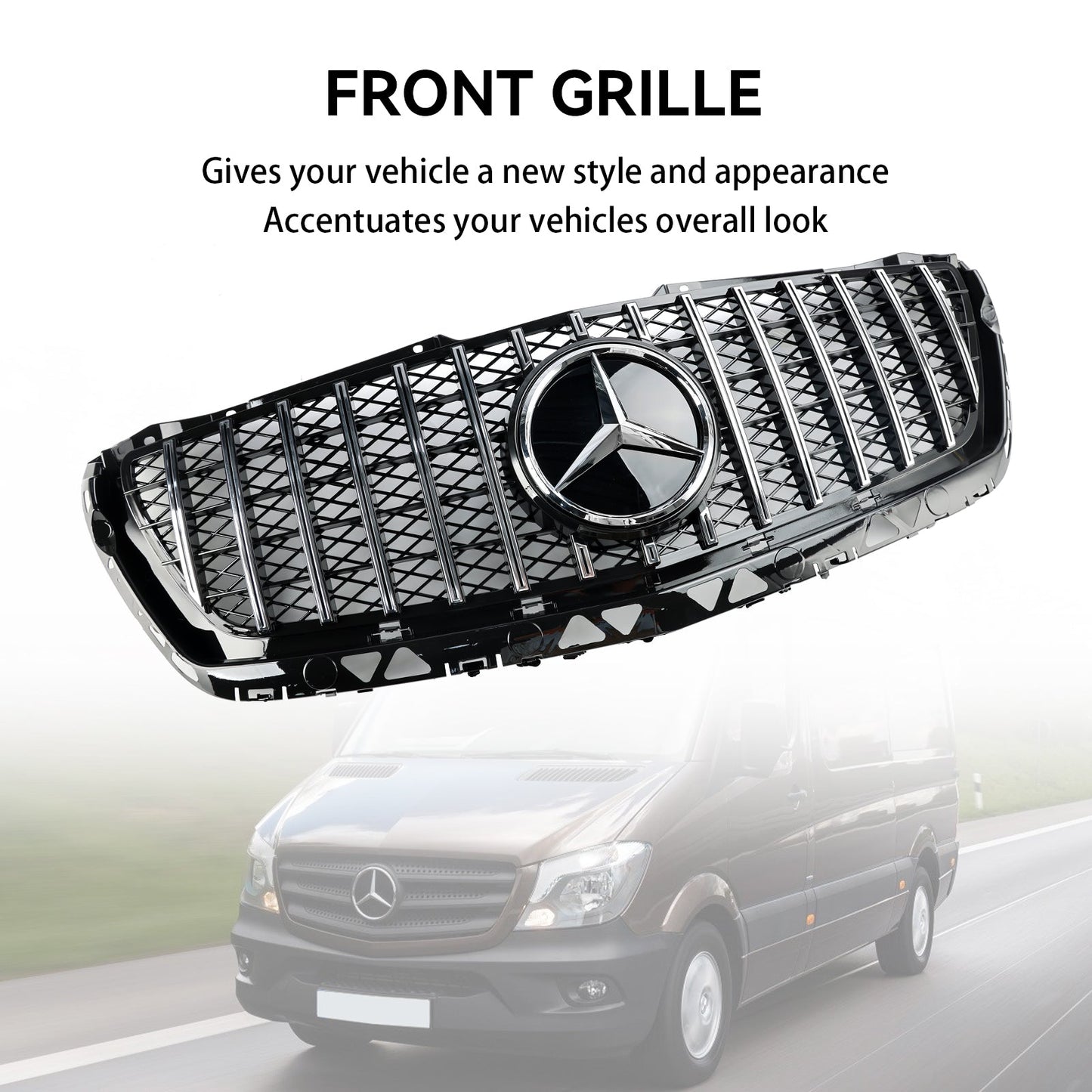 2014-2018 Mercedes Benz Sprinter W906 Front Bumper Grill Grille Chrome