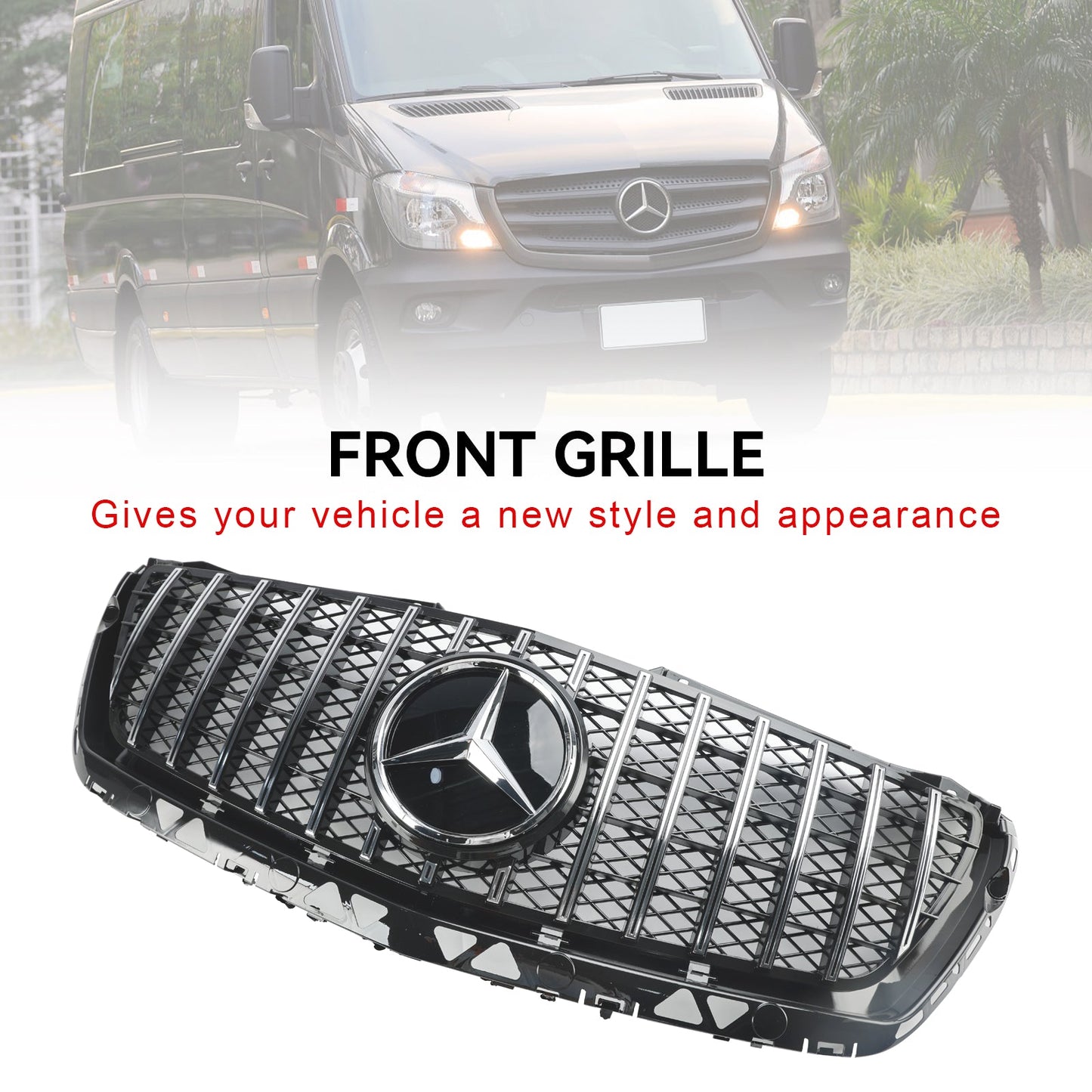 2014-2018 Mercedes Benz Sprinter W906 Front Bumper Grill Grille Chrome