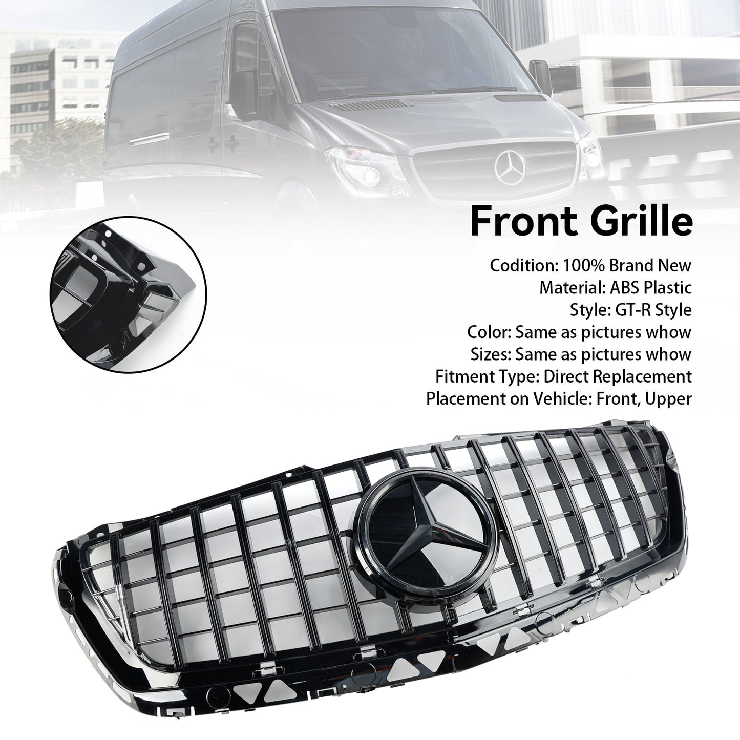 2014-2018 Mercedes Benz Sprinter W906 Front Bumper Grille Grill Black