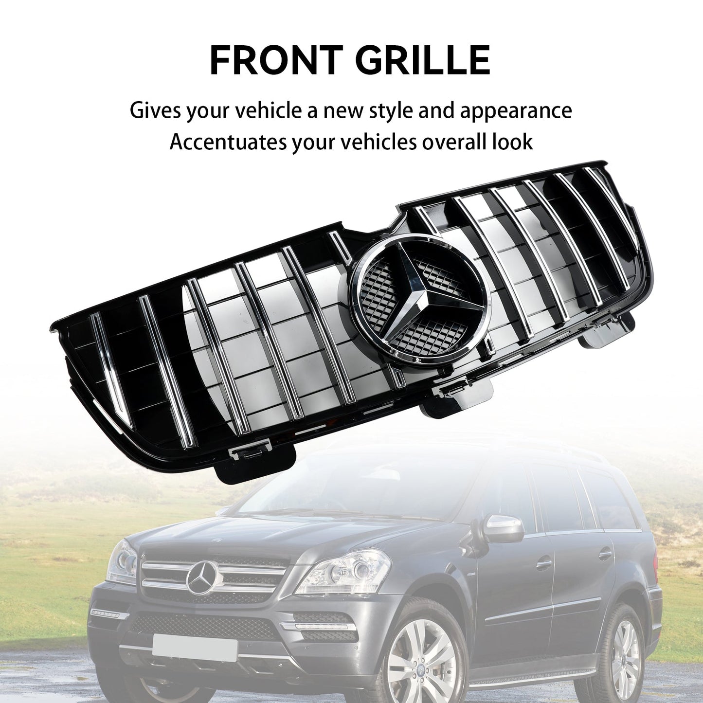 2010-2012 Mercedes-Benz GL X164 GL450 GL500 Front Bumper Grill Grille Chrome