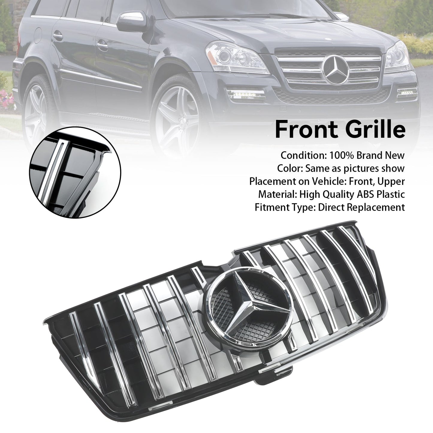 2010-2012 Mercedes-Benz GL-Class X164 GL550 GL63 Front Bumper Grill Grille