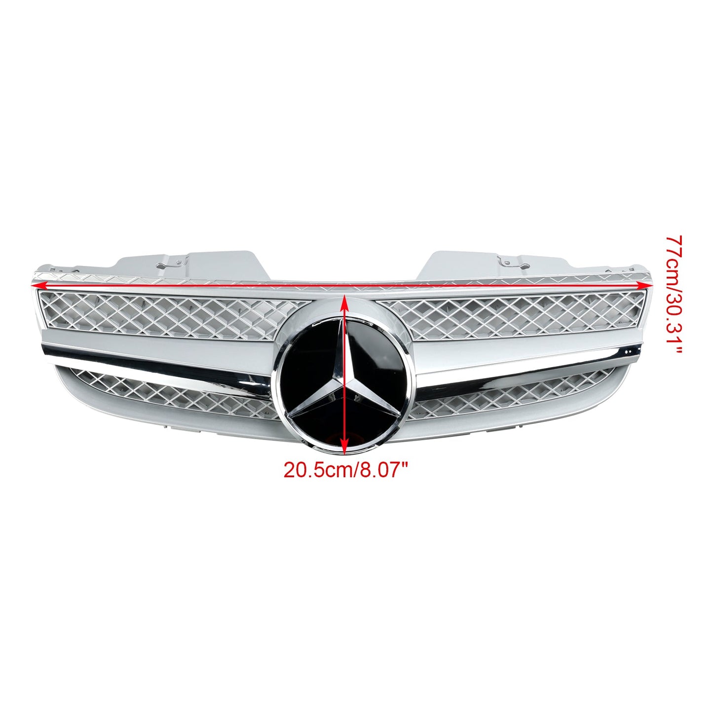 2007-2008 Mercedes Benz R230 SL550 SL600 1 Fin Star Front Bumper Upper Grill