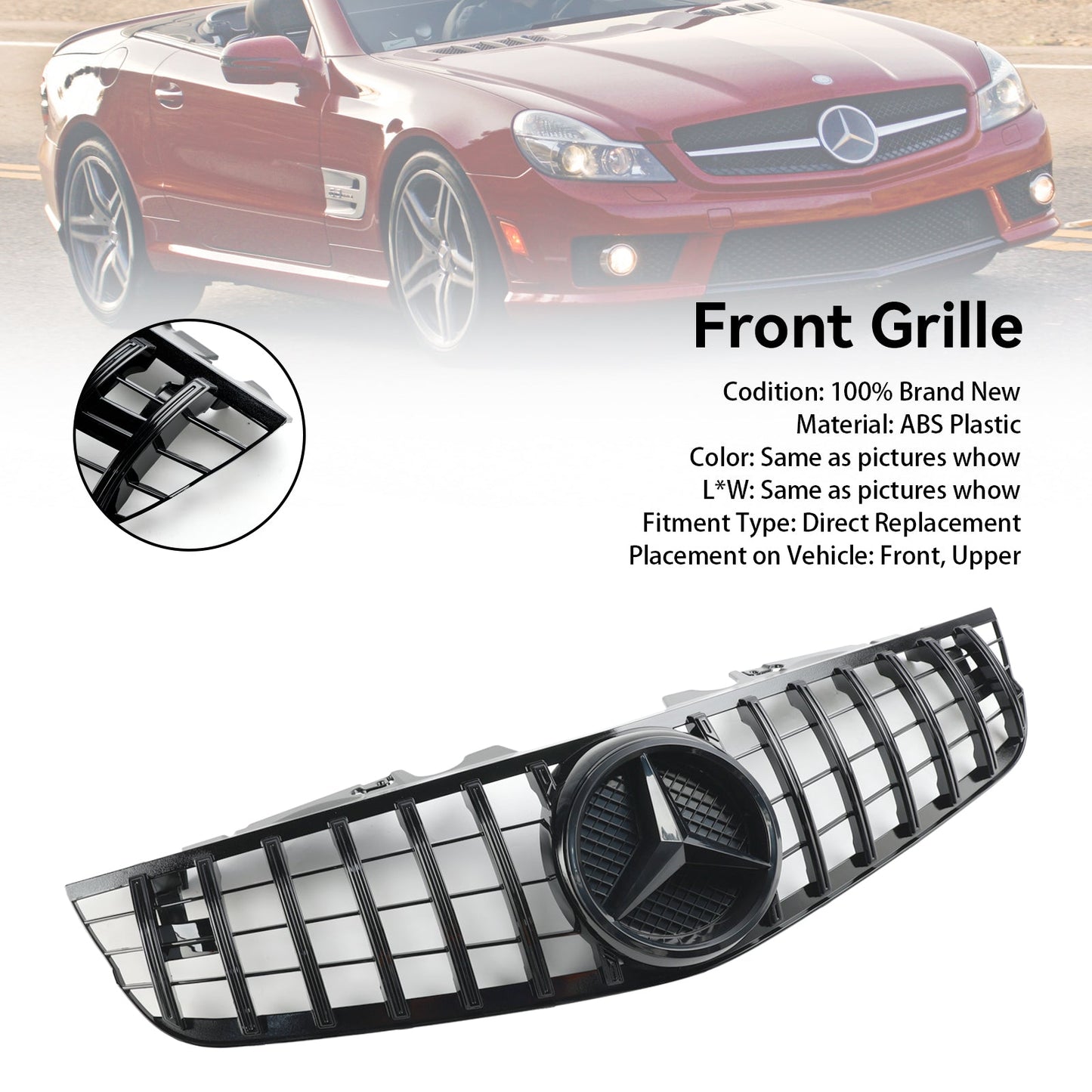 2009-2012 Mercedes Benz SL-Class R230 SL550 SL600 Front Bumper Upper Grill