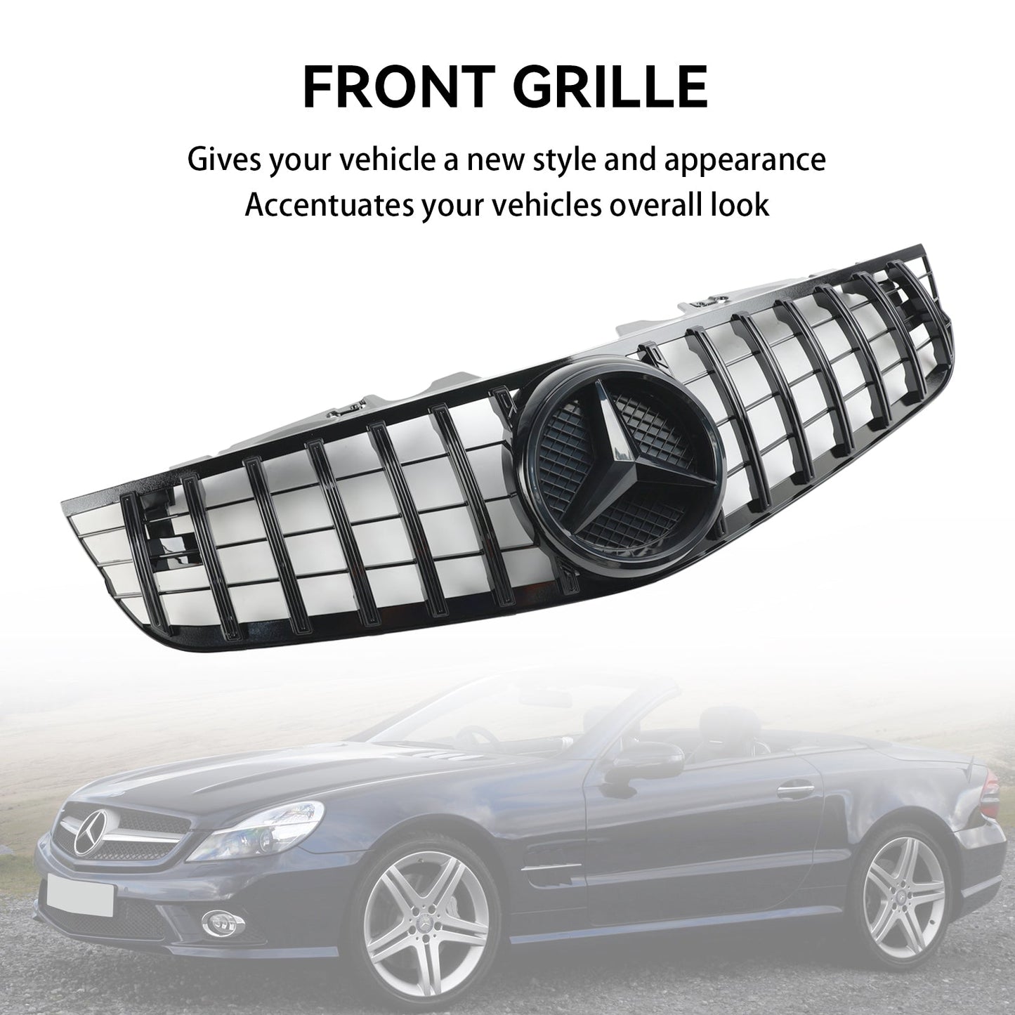 2009-2012 Mercedes Benz SL-Class R230 SL550 SL600 Front Bumper Upper Grill