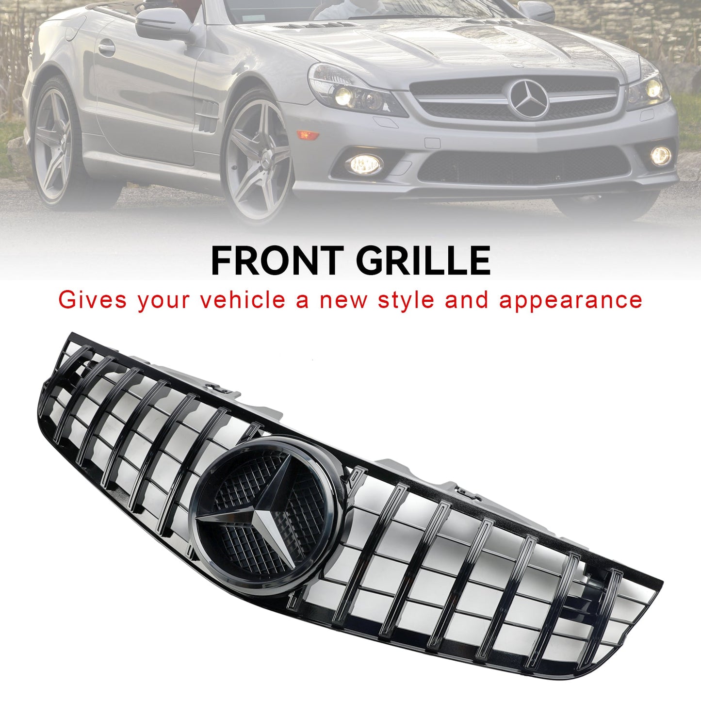 2009-2012 Mercedes Benz SL-Class R230 SL550 SL600 Front Bumper Upper Grill