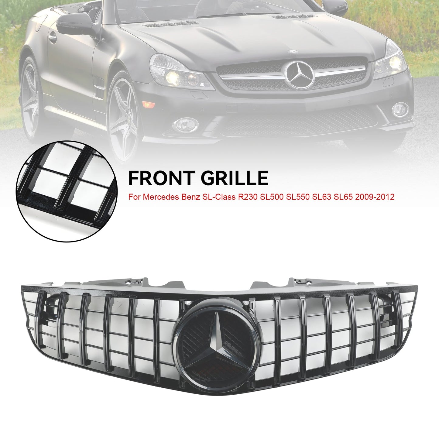 2009-2012 Mercedes Benz SL-Class R230 SL550 SL600 Front Bumper Upper Grill