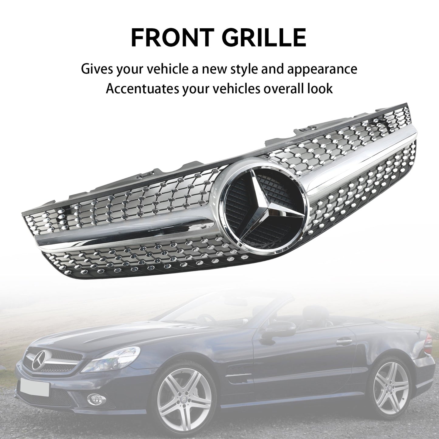 2009-2012 Mercedes Benz SL-Class R230 SL550 SL600 Front Bumper Upper Grill