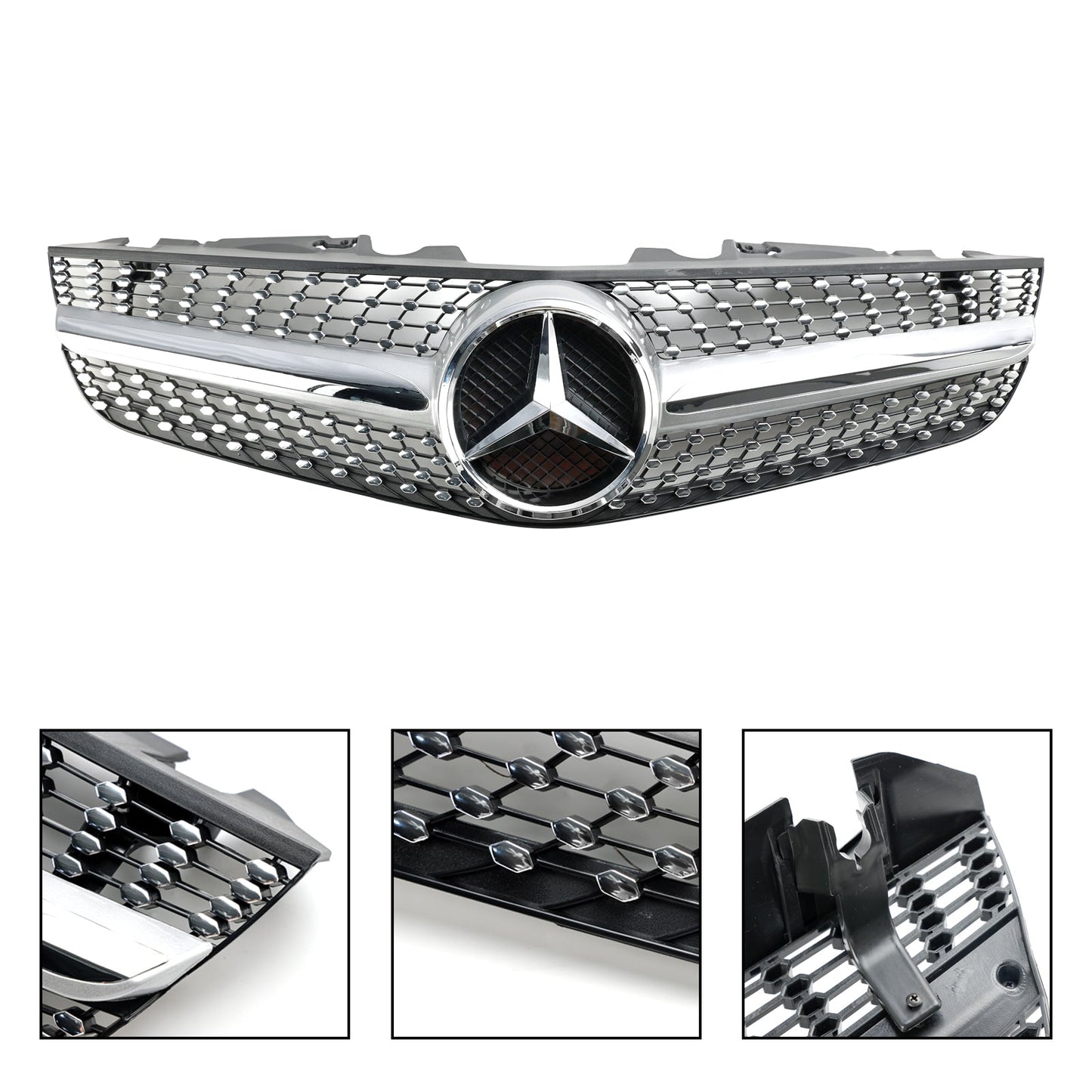 2009-2012 Mercedes Benz R230 SL550 SL600 Diamond Front Bumper Upper Grill