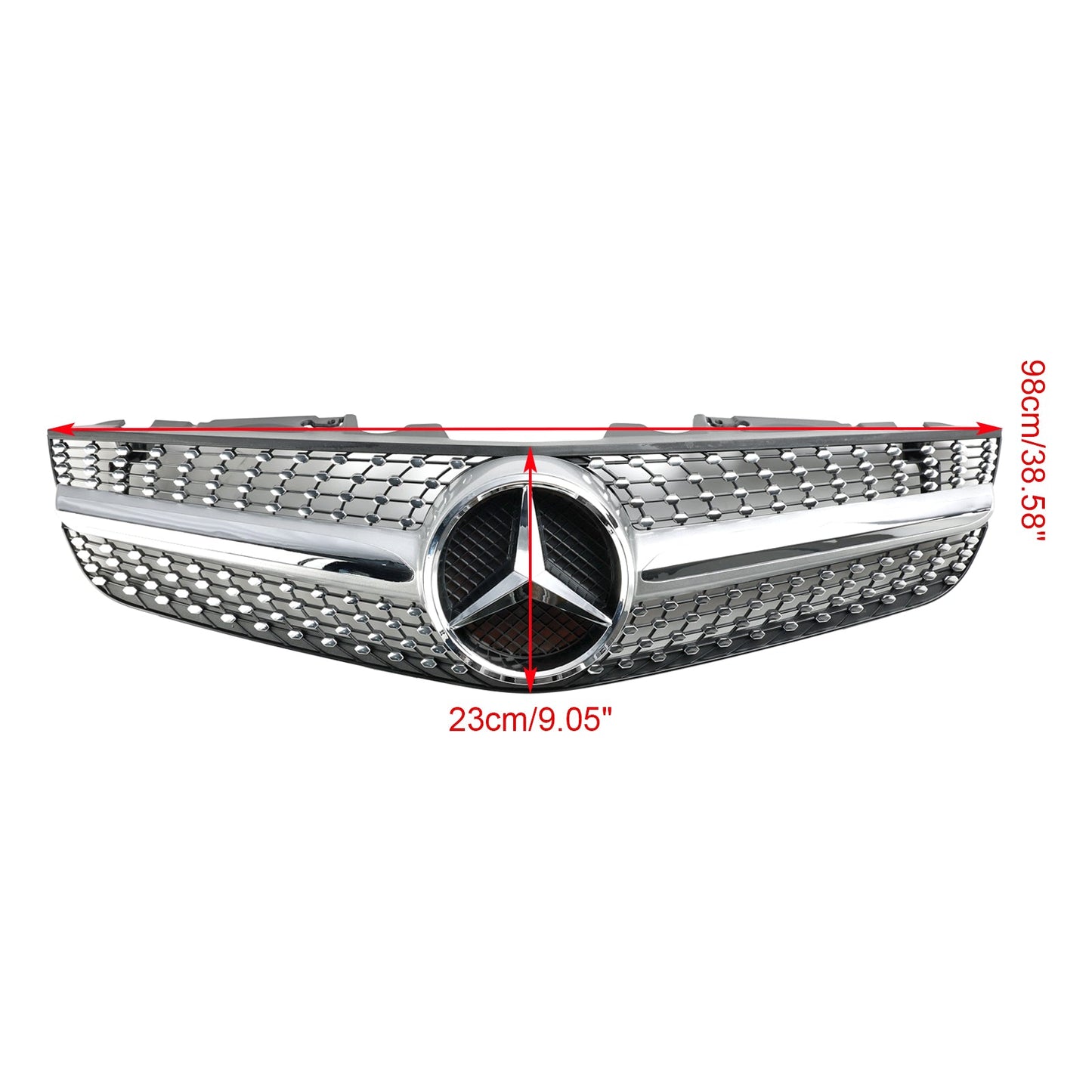 2009-2012 Mercedes Benz R230 SL550 SL600 Diamond Front Bumper Upper Grill