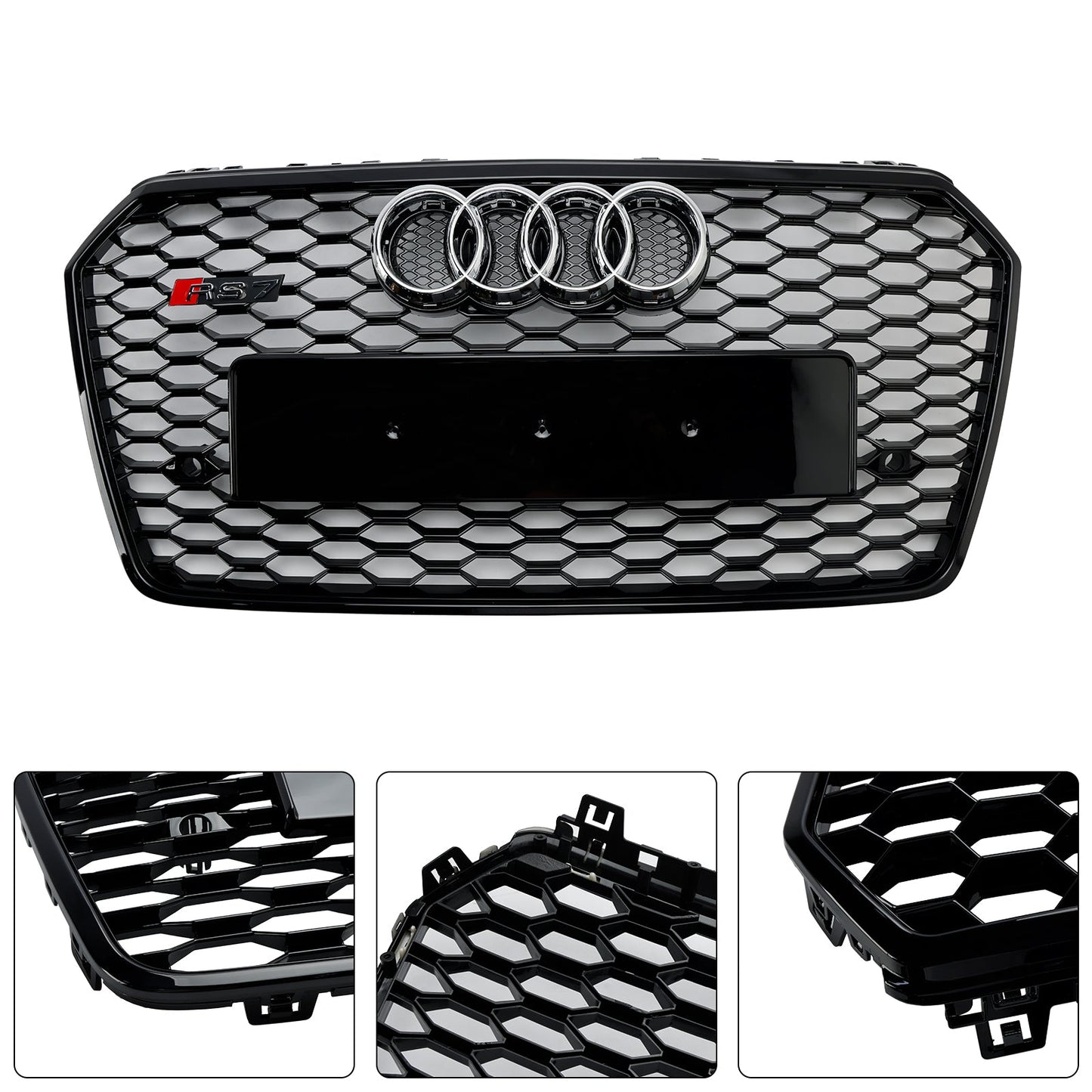 2016-2018 Audi A7 C7 S7 RS7 Style Honeycomb Front Bumper Grille Grill Black