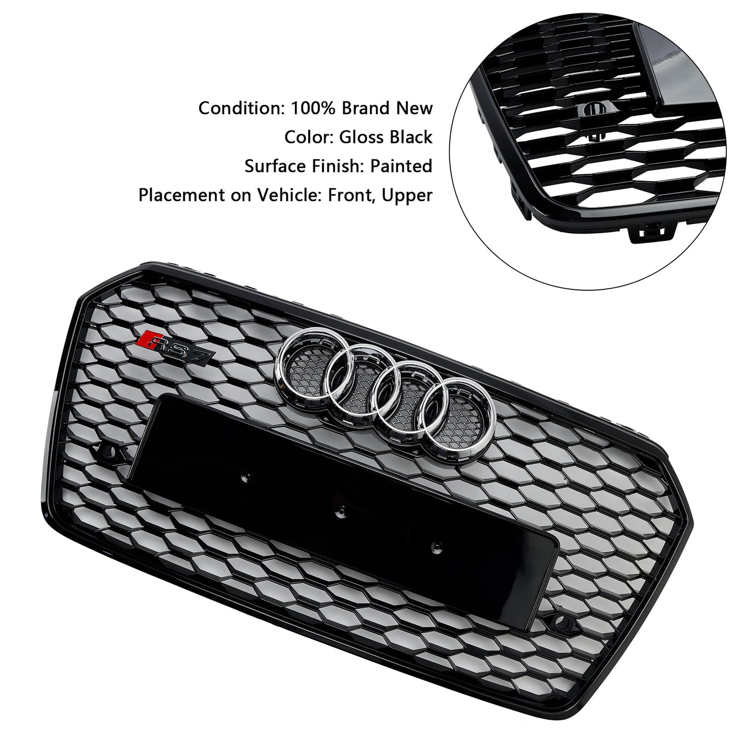 2016-2018 Audi A7 C7 S7 RS7 Style Honeycomb Front Bumper Grille Grill Black