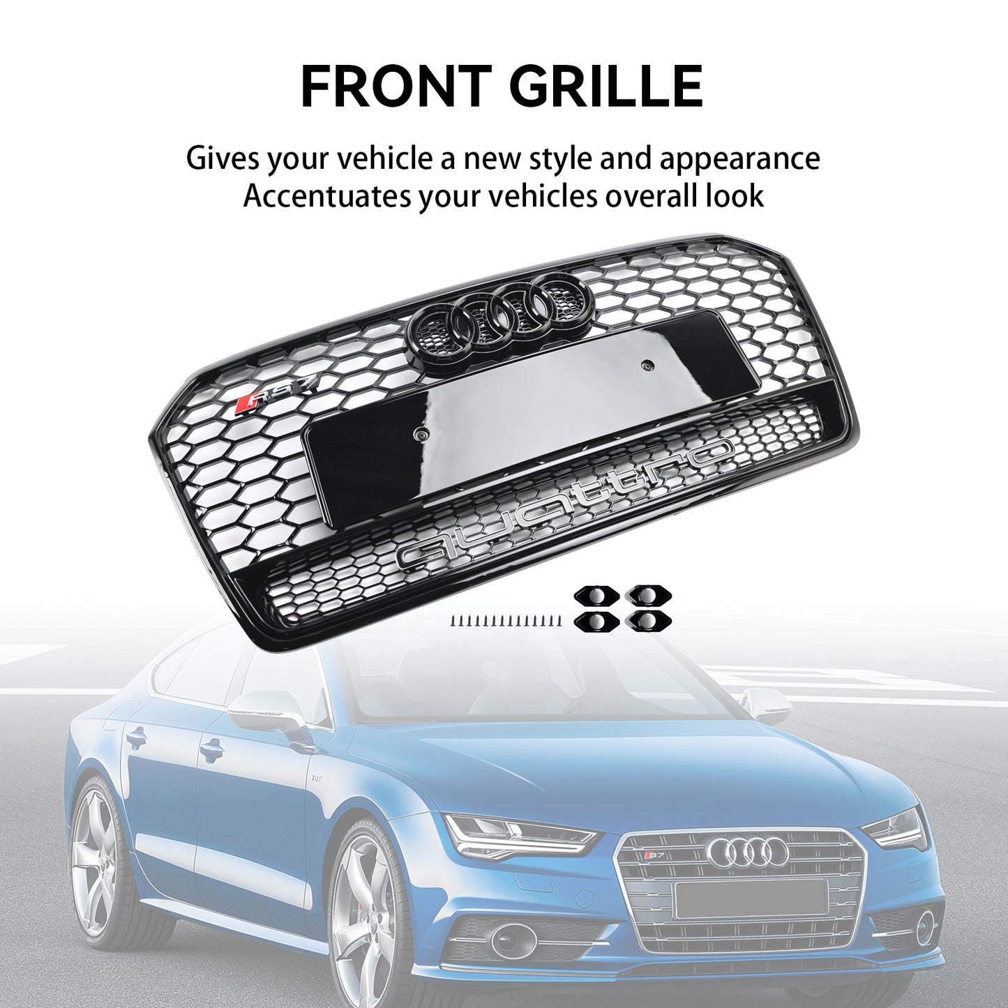 2016-2018 Audi A7 C7 S7 RS7 Style Honeycomb Front Bumper Grill Grille Black