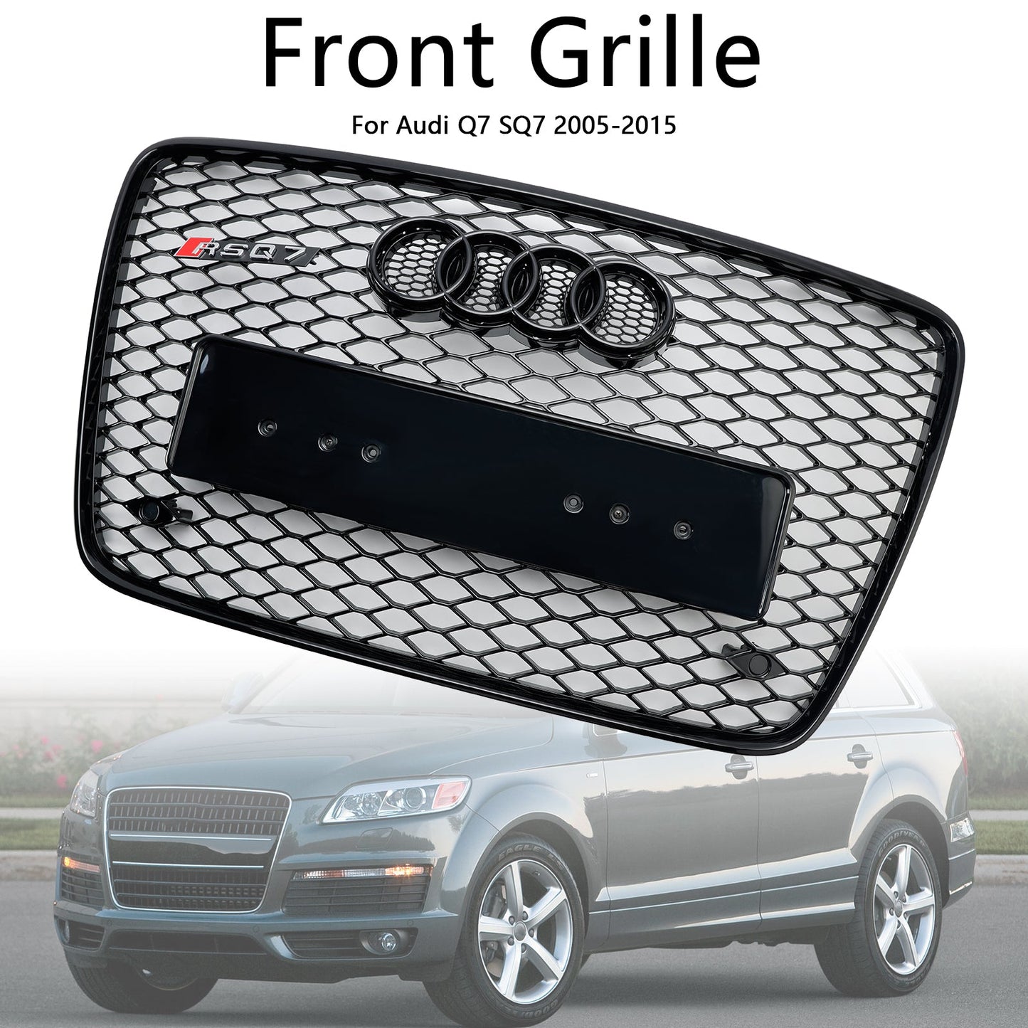 2005-2015 Audi Q7 Gloss Black Front Bumper Radiator Vent Mesh Grille Grill