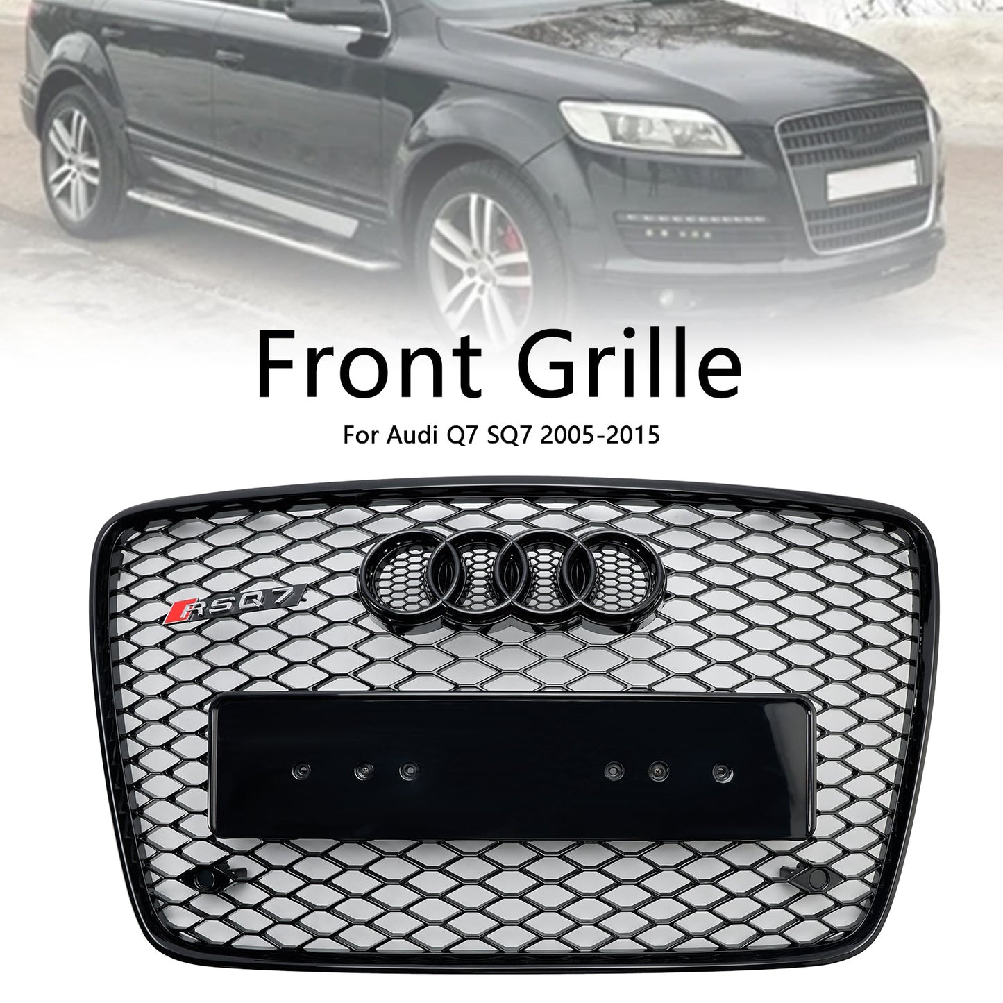 2005-2015 Audi Q7 Gloss Black Front Bumper Radiator Vent Mesh Grille Grill