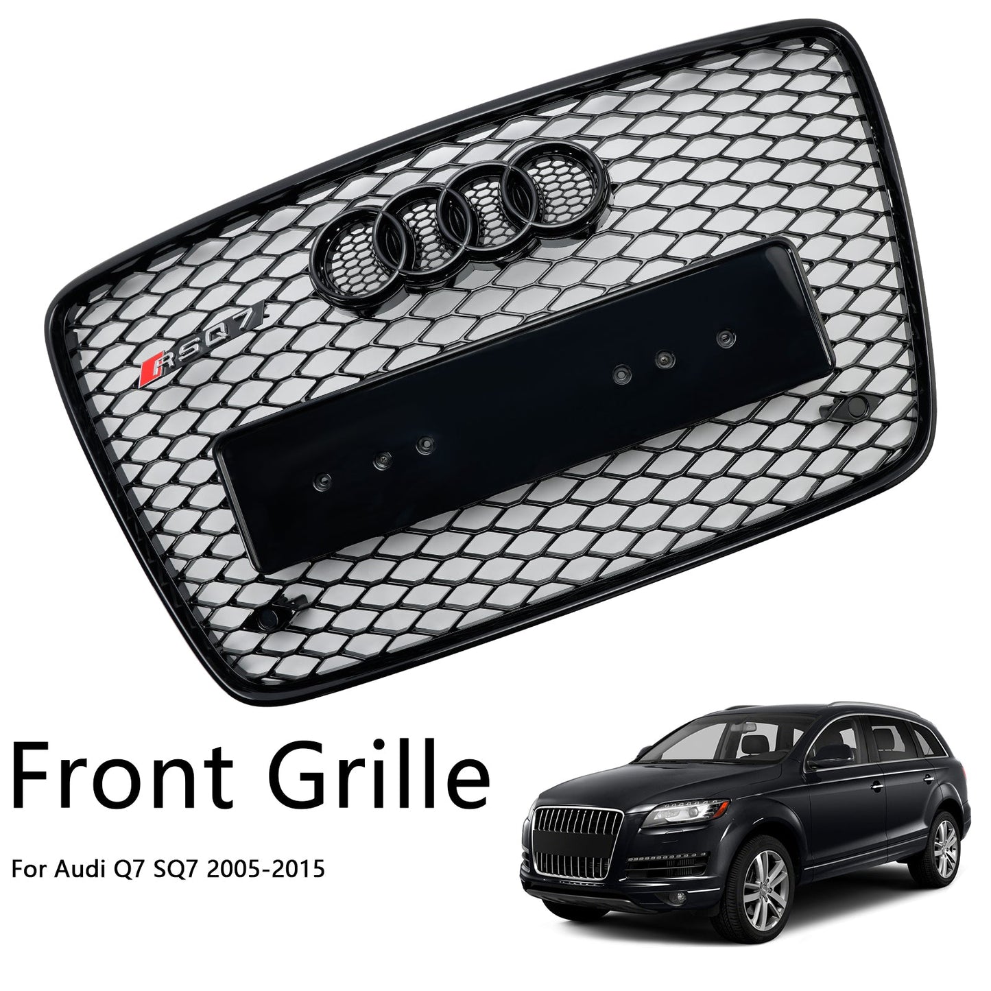 2005-2015 Audi Q7 Gloss Black Front Bumper Radiator Vent Mesh Grille Grill