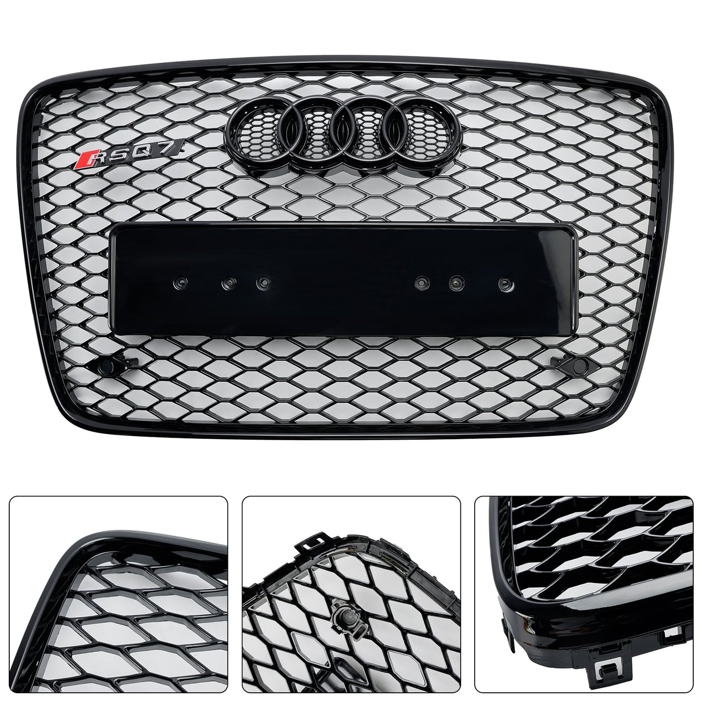 2005-2015 Audi Q7 Gloss Black Front Bumper Radiator Vent Mesh Grille Grill